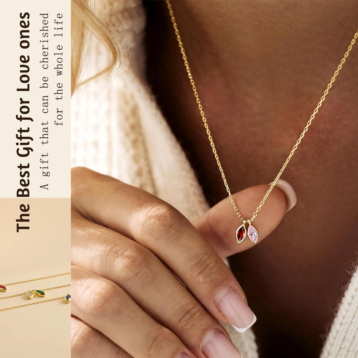 Valentines Day Gifts for Her Teens, Mothers Day Gift Birthstone Necklace for Women Dainty Gold Necklace with 2 Birthstone Teen Girl Gifts Trendy Stuff Birthday Gift Moms Graduation for Daughter Girlfriend Friend - Image 3