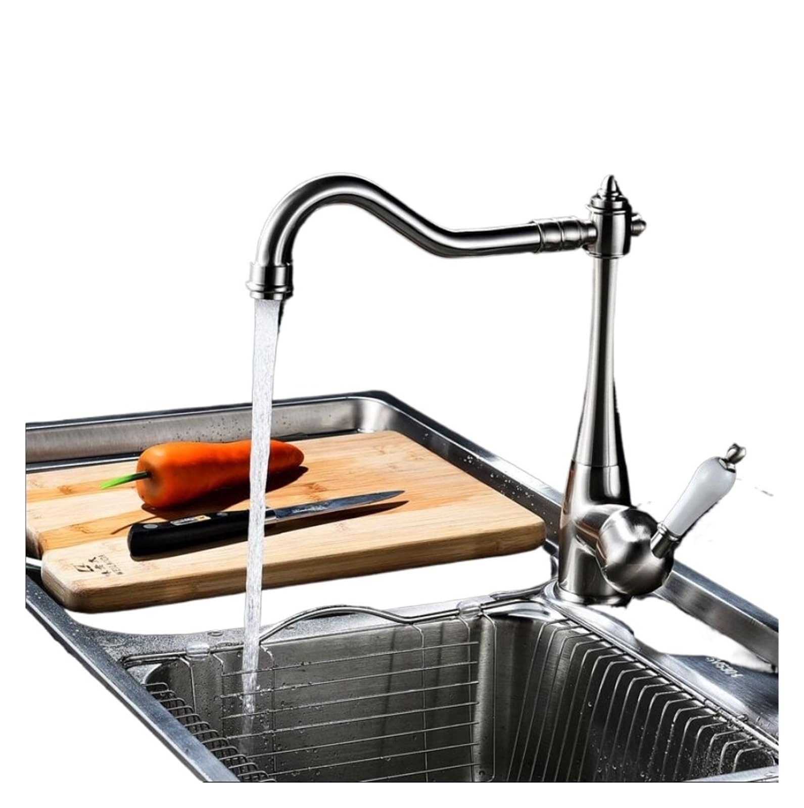 Robinet cuisine bec pivotant et poignée ergonomique pour un contrôle précis de l'eau
