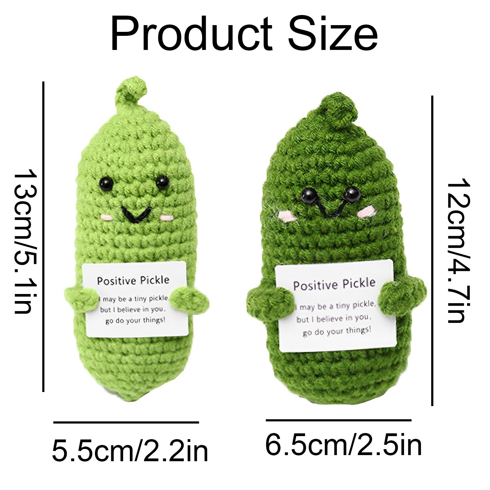 2pcs Emotional Support Pickle, Positive Pickle, Emotional Support Gift, Emotional Support Plush, Positivity Gifts, Emotional Support, Positive Crochet Gift, for Kids, Adults, Pocket Doll - Image 2