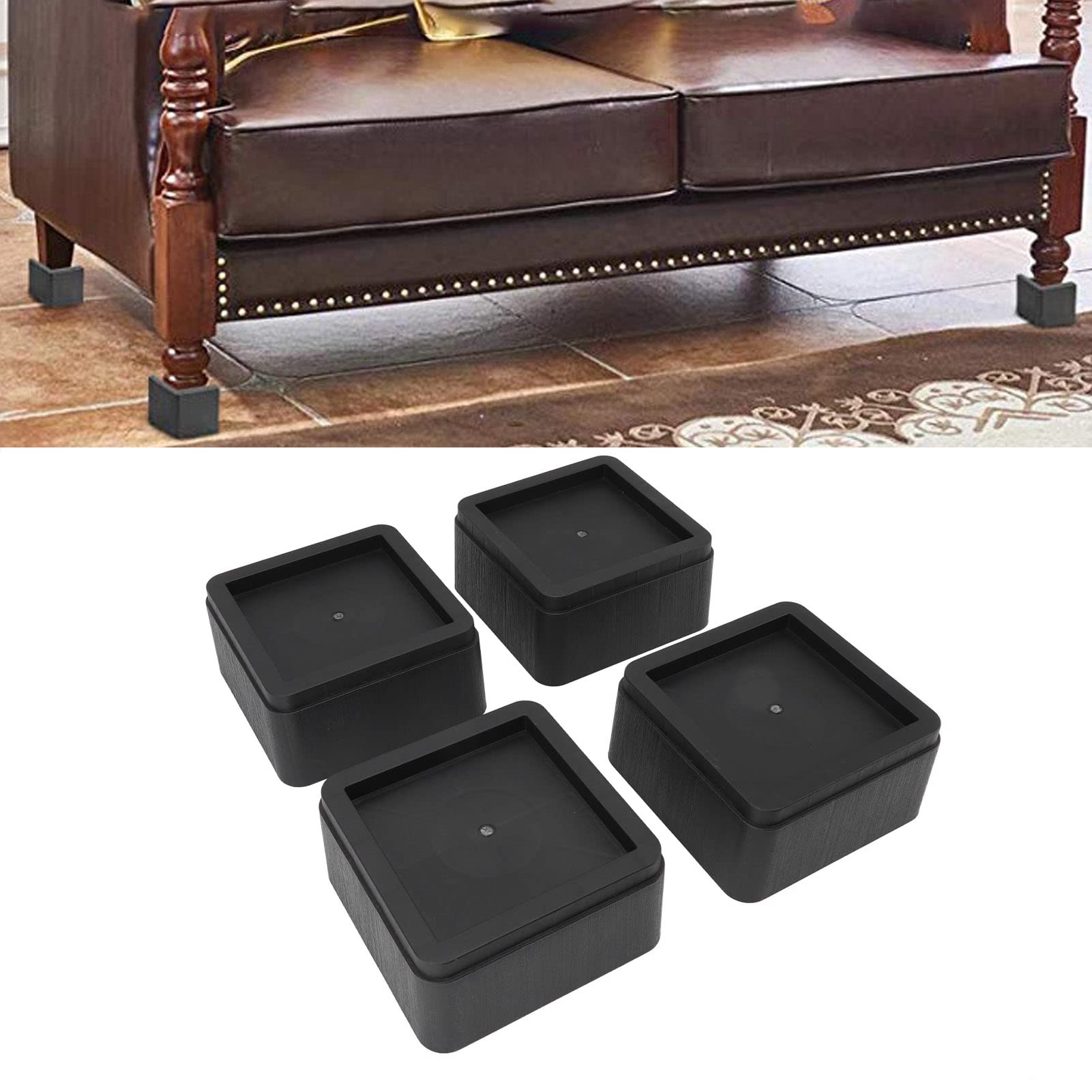 Cocoarm Elevadores de Muebles Almohadillas Elevadoras de sofá Cuadrilátero de Plástico 4 Piezas 7,36 X 3,66 Pulgadas Muebles Elevados para Cama Sofá Silla Escritorio Agrega Espacio Debajo de la Cama