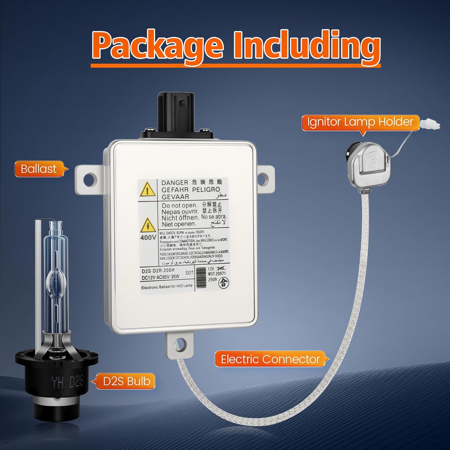 2 Sets W3T19371 HID Headlight Ballast W/Igniter & D2S Bulb fit for Acura TL TSX ILX ZDX RDX for Honda Odyssey for Mazda 3 5 CX-9,Replace X6T02971 W3T10471