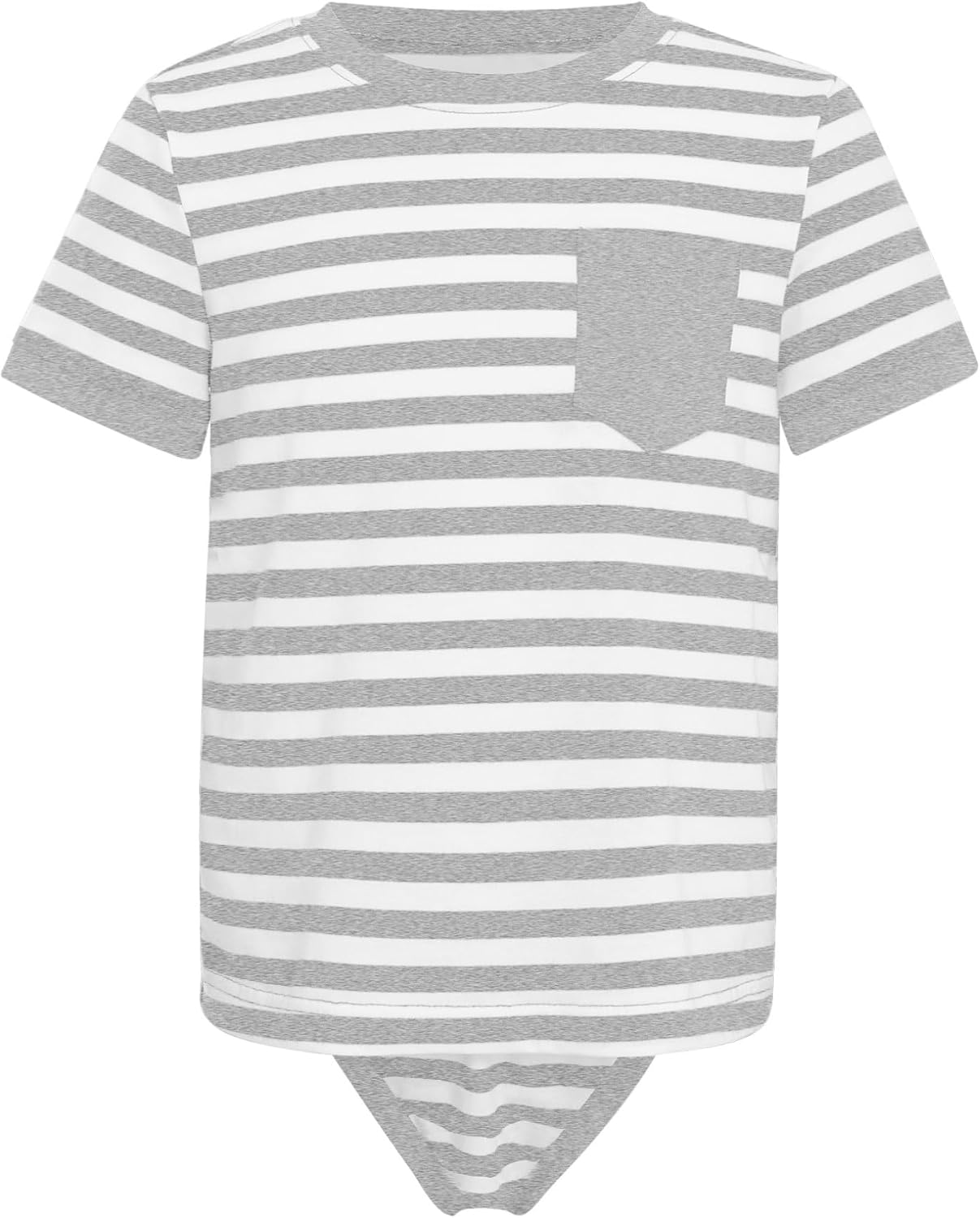 Freebily Kids Special Needs Adaptive Clothing Boys Girls Anti-strip Bodysuit Shirt One Piece Striped Romper
