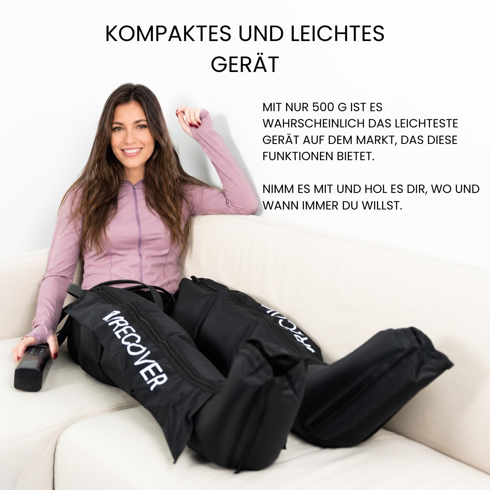 Beinmassagegerät elektrisch für Beine & Füße – Luftkompression Massagegerät mit 4 Luftkammern, 6 Modi, 9 Druckstufen, 40–200 mmHg, Kompressionsmassage für Waden & müde Beine(L:183–195cm)