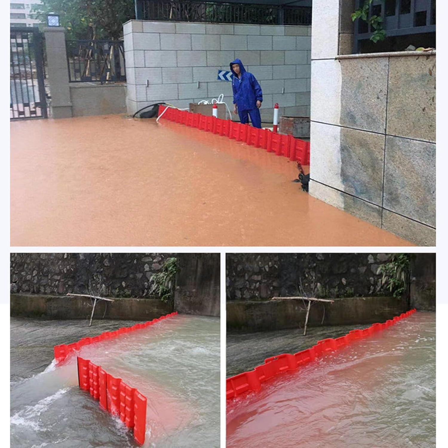 Lot de 2 déflecteurs d'eau en plastique pour entrées et sorties de métro, mur d'urgence en forme de L, prévention efficace de l'eau
