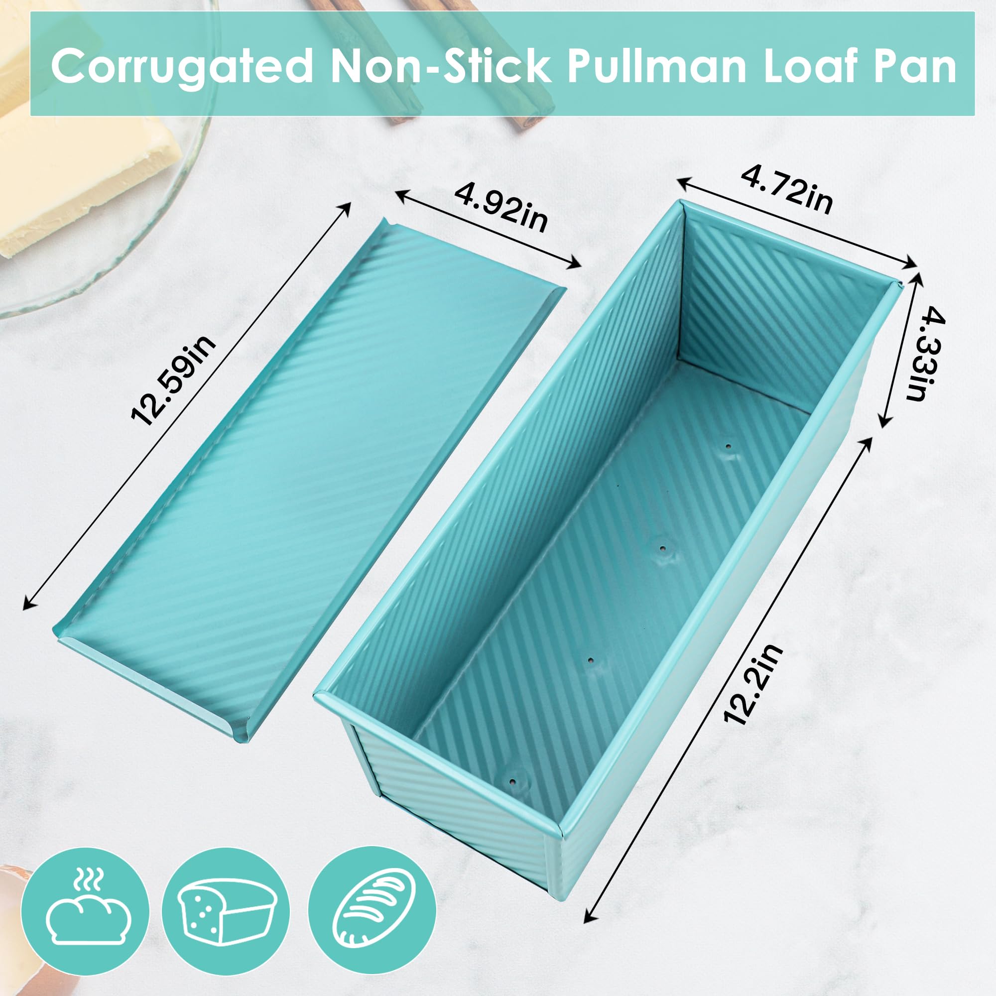 Blue Pullman - Molde para pan con tapa, 2.2 libras