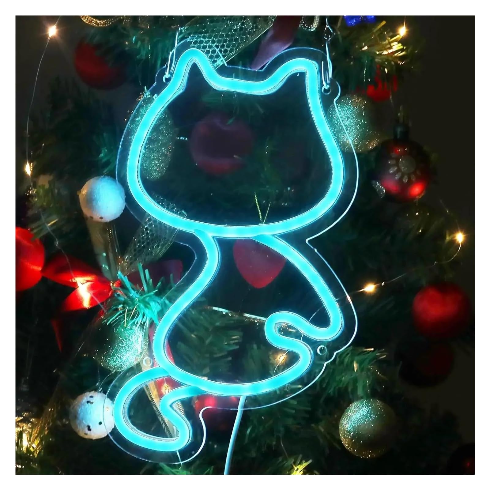 néon signe Enseigne Lumineuse En Forme De Chat, Alimentée Par Batterie, Idéale Pour Une Chambre À Coucher, Un Salon, Une Fête D'anniversaire 30x15.5cm