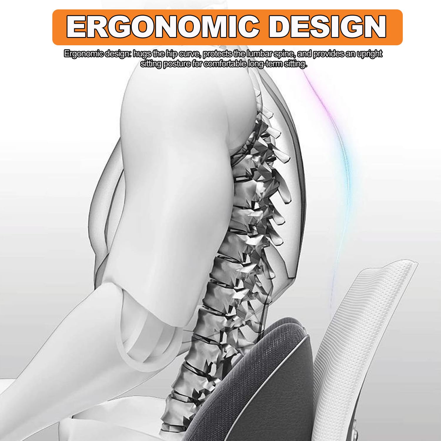 Ergonomiczna poduszka podtrzymująca lędźwie z funkcjami ogrzewania i masażu dla łagodzenia bólu pleców w biurze, samochodzie, domu i na podłodze