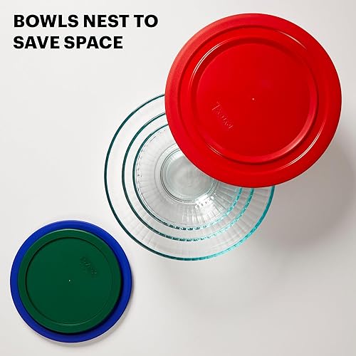 Miniatura 3 de Pyrex Sculpted - Juego de 6 cuencos de vidrio grandes para mezclar, 1.3 cuartos de galón, 2.3 cuartos de galón y 4.5 cuartos de galón, para preparar