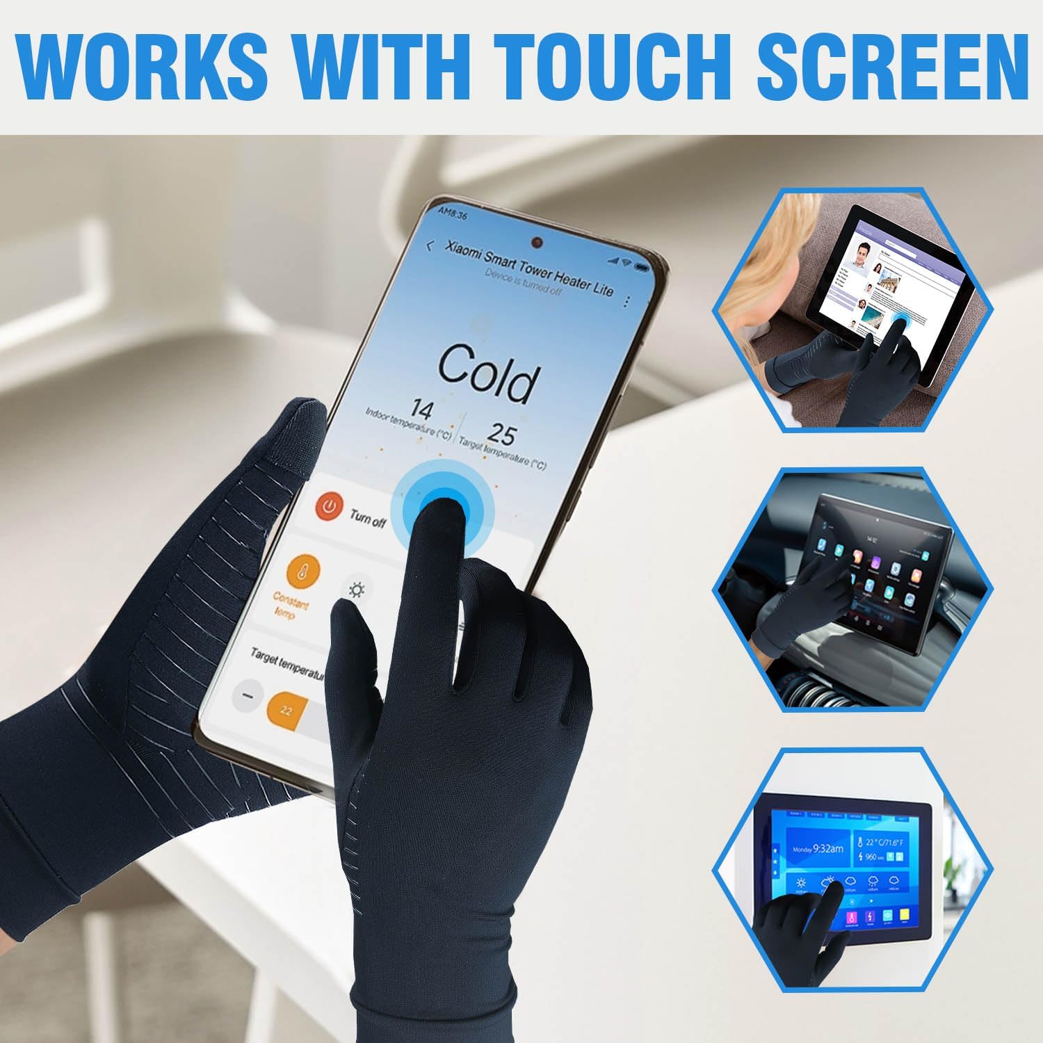 2 Pairs Arthritis Gloves for Women for Pain, Compression Gloves Women Men for Carpal Tunnel, Copper Glove Relief Rheumatoid, Osteoarthritis, Hand Pain, Full Finger & Touchscreen (M)