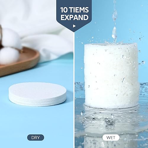 Miniatura 4 de GAINWELL 50 esponjas faciales comprimidas con recipiente de almacenamiento, para limpieza facial, removedor de maquillaje reutilizable, portátil,