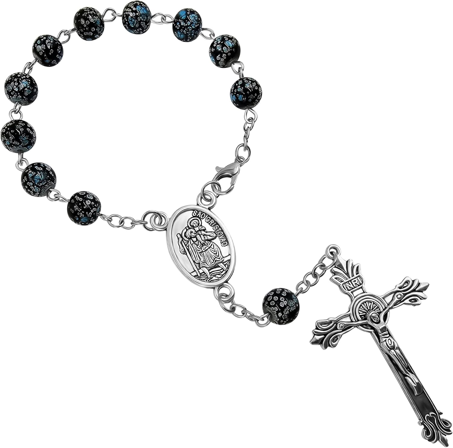 TALISMAN4U Saint Christopher Medal Car Rosary for Rearview Mirror Glass Beads Catholic One Decade Auto Rosary for Women Men Religious Gift - Image 2
