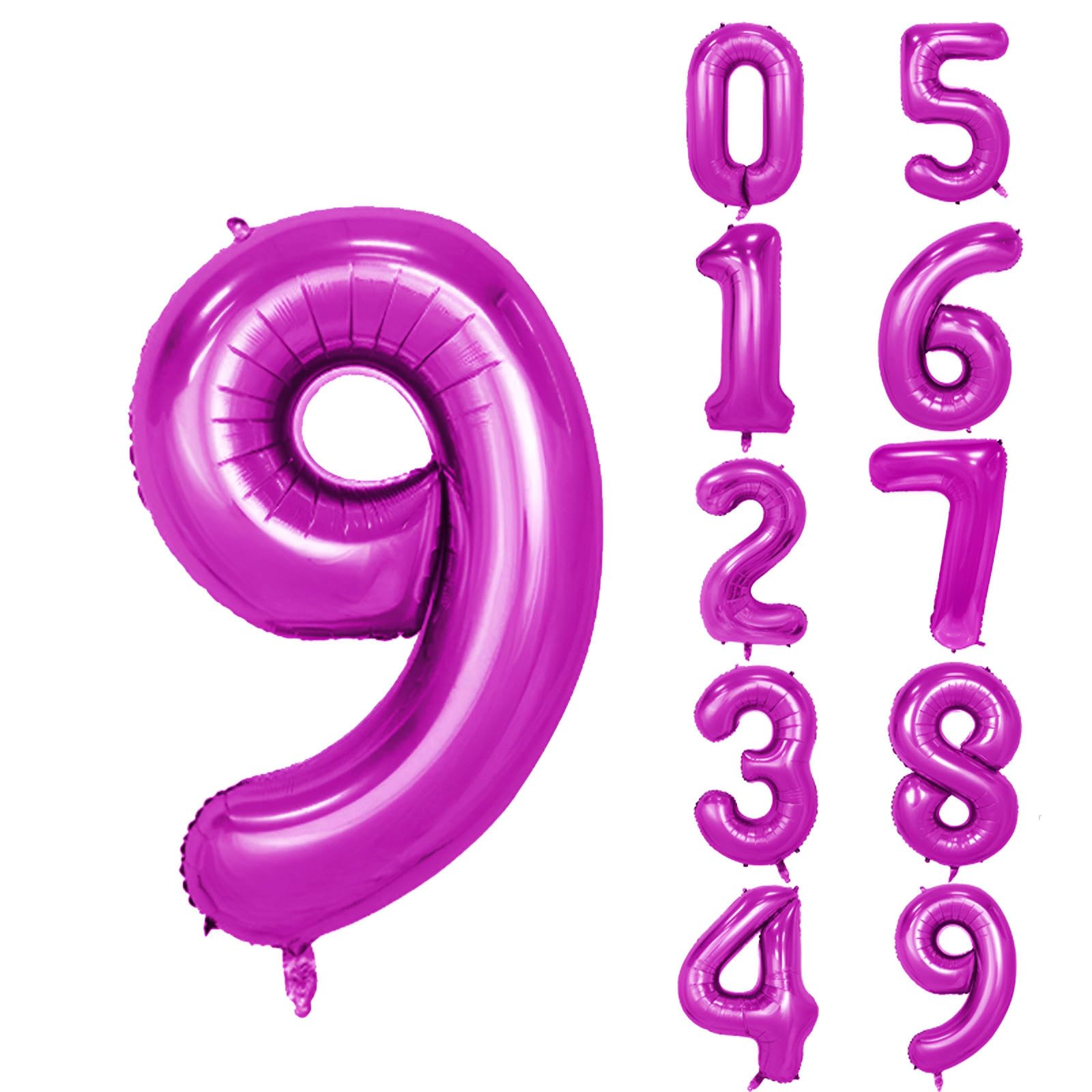 40 Inch Giant Rose red 9 Balloon, Helium Mylar Foil Number Balloons for Birthday Party, 9nd Birthday Decorations for Kids, Anniversary Party