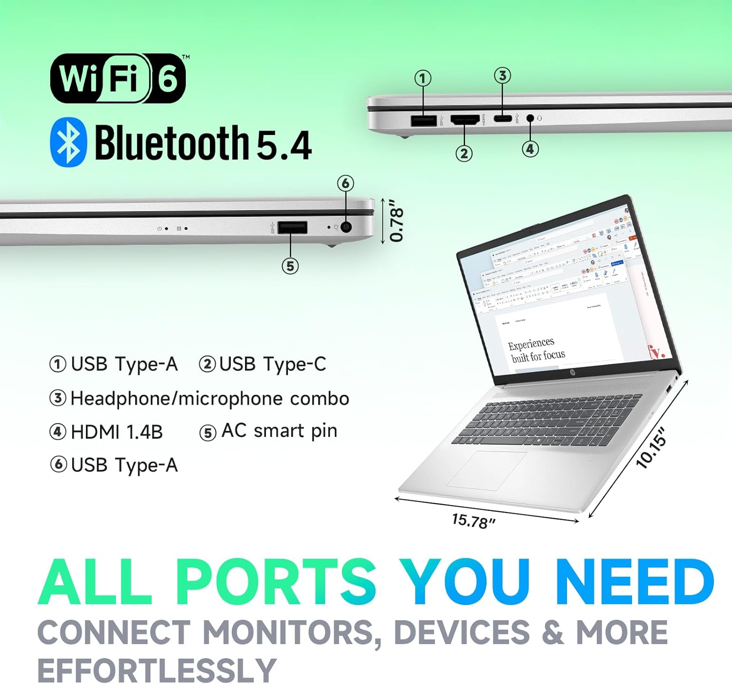 HP 17.3" Touchscreen Laptop for Business and Students • AMD Ryzen 5 7430U(12-Thread) • 17.3" HD+ Anti-Glare Display • Wi-Fi 6 • Backlit KB • Win 11 Pro • w/AI Voice Recorder • 32 GB RAM • 1TB SSD