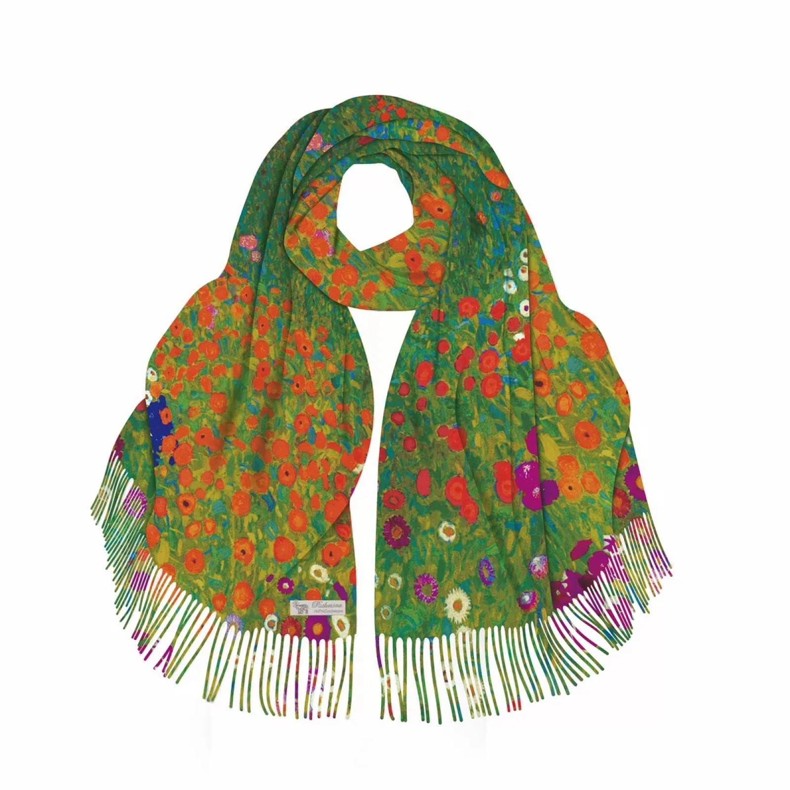 Schals Tücher Halstuch Scarf Ölgemälde Schal Blumenfarm Winterschal Frauen Rechteck Quasten Halten Warm Schal Schal Bandana