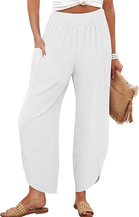 ANRABESS Womens Wide Leg Palazzo Capri Pants 2026 Summer Casual High Waisted Barrel Lounge Flowy Cropped Beach Work Trousers
