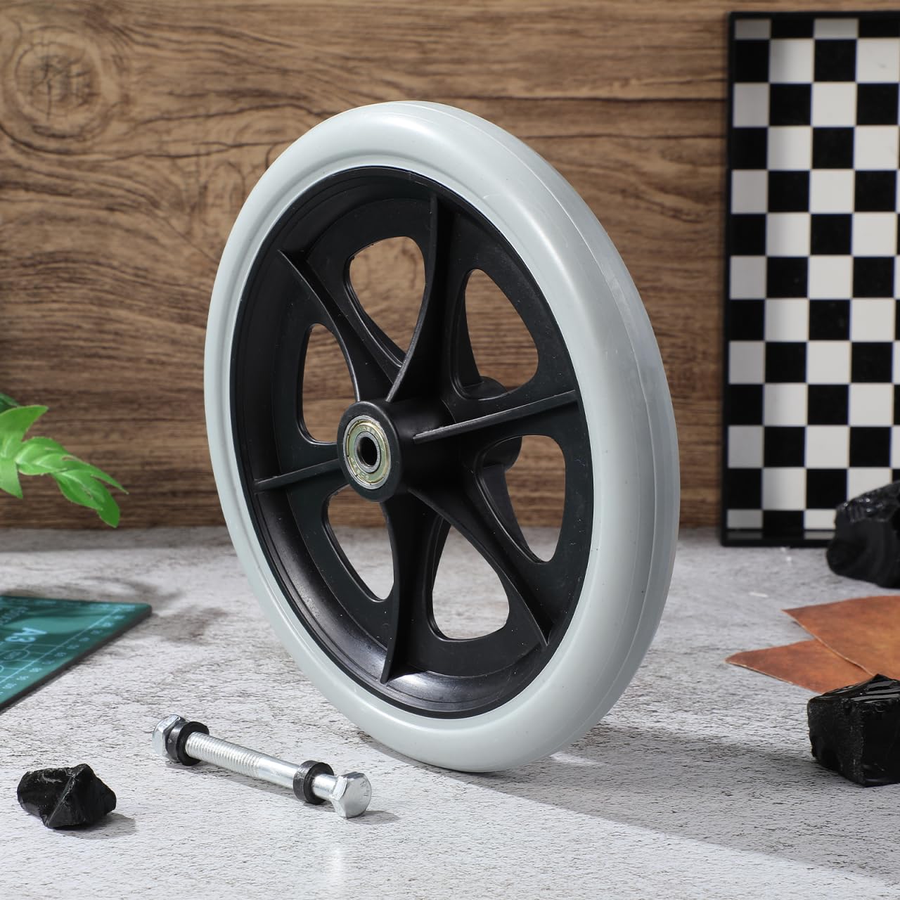 VILLCASE 2 ruedas de repuesto con tornillos para sillas de ruedas, ruedas de repuesto de 8 pulgadas para ruedas de silla de ruedas, repuesto de ruedas de goma, accesorios profesionales para sillas de