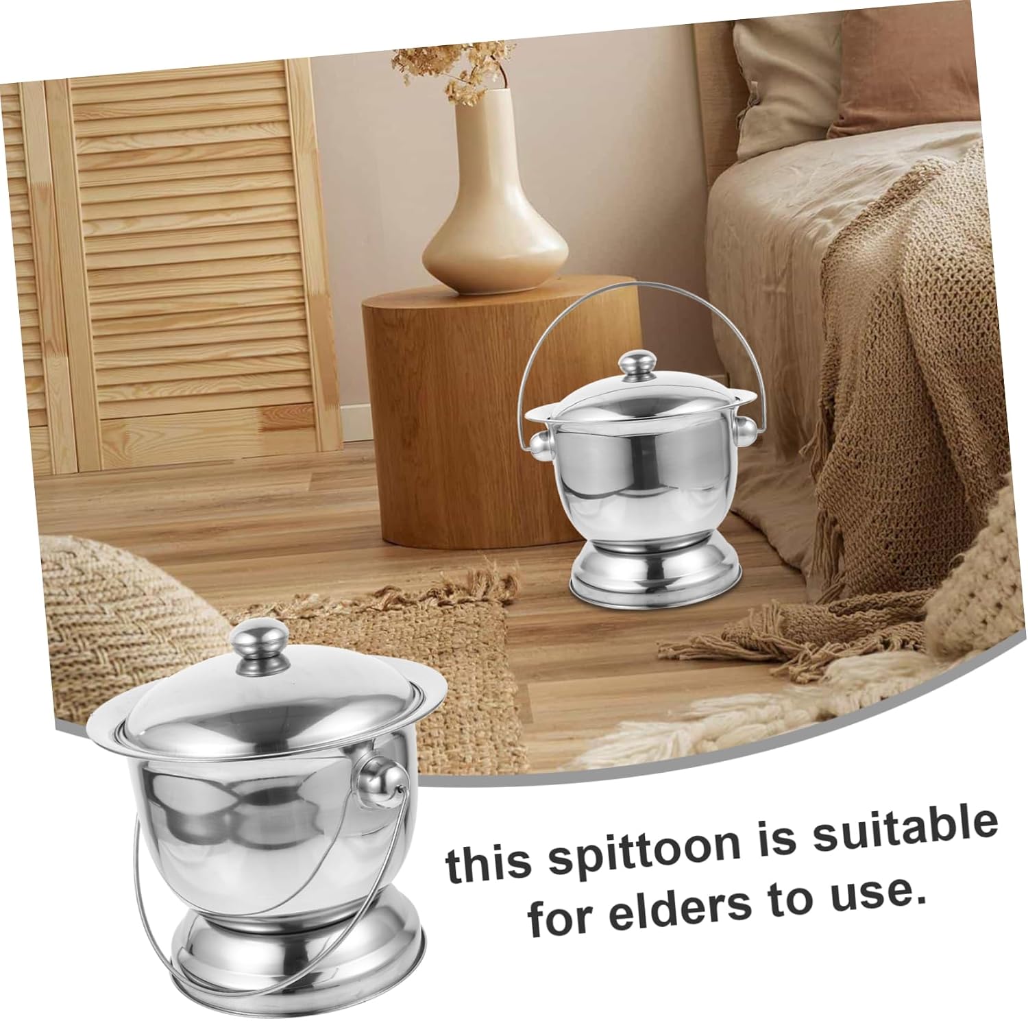 1Set Chamber Pot for Adults and Durable Bedside Urinal with Lid Lightweight and Non Skid Design Easy to Clean Potty Urinal for Nighttime Use
