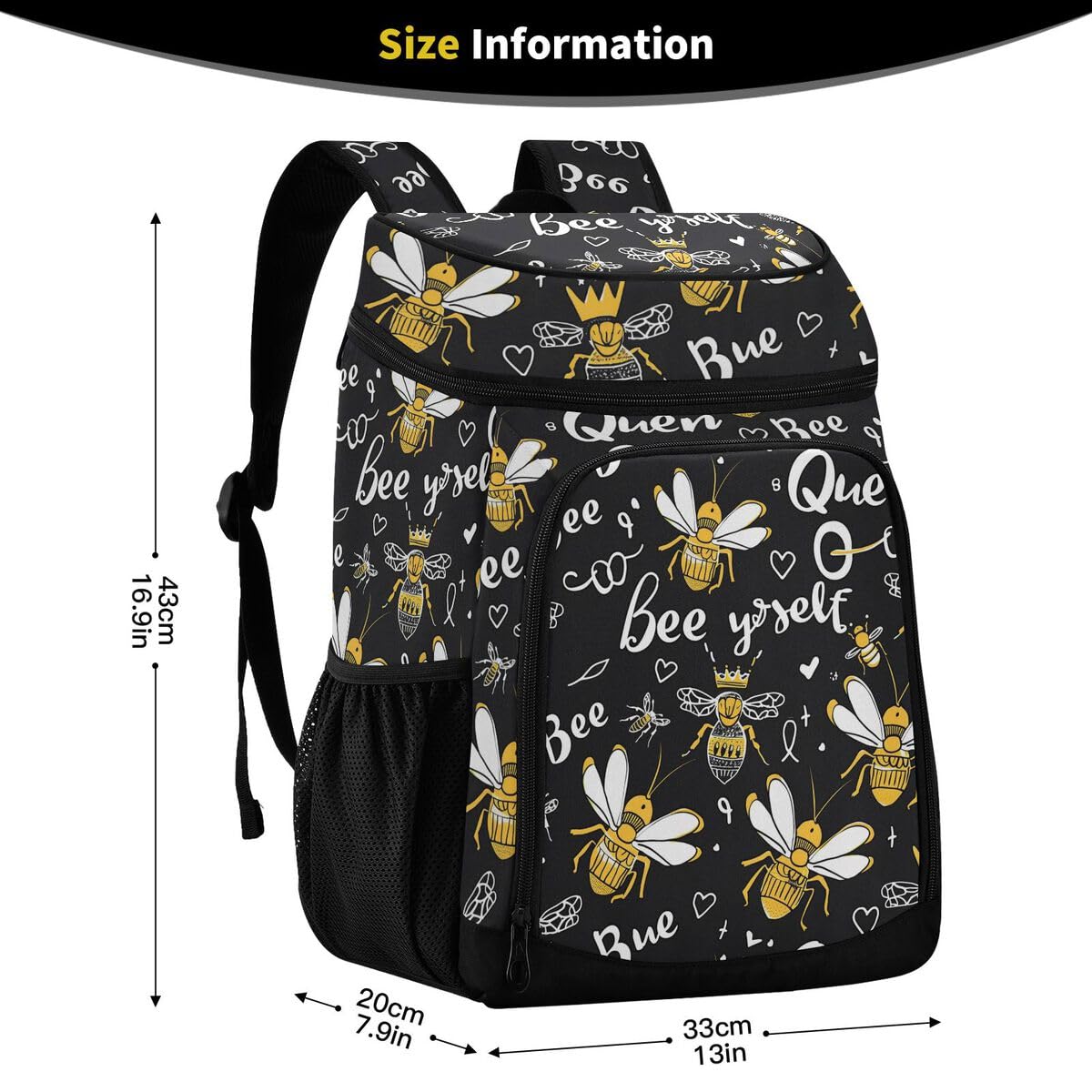 Yellow Bees Cooler Backpack Leakproof Insulated Lunch Cooler Bag 30 Cans Camping Backpacks for Picnic Beach Road Trip