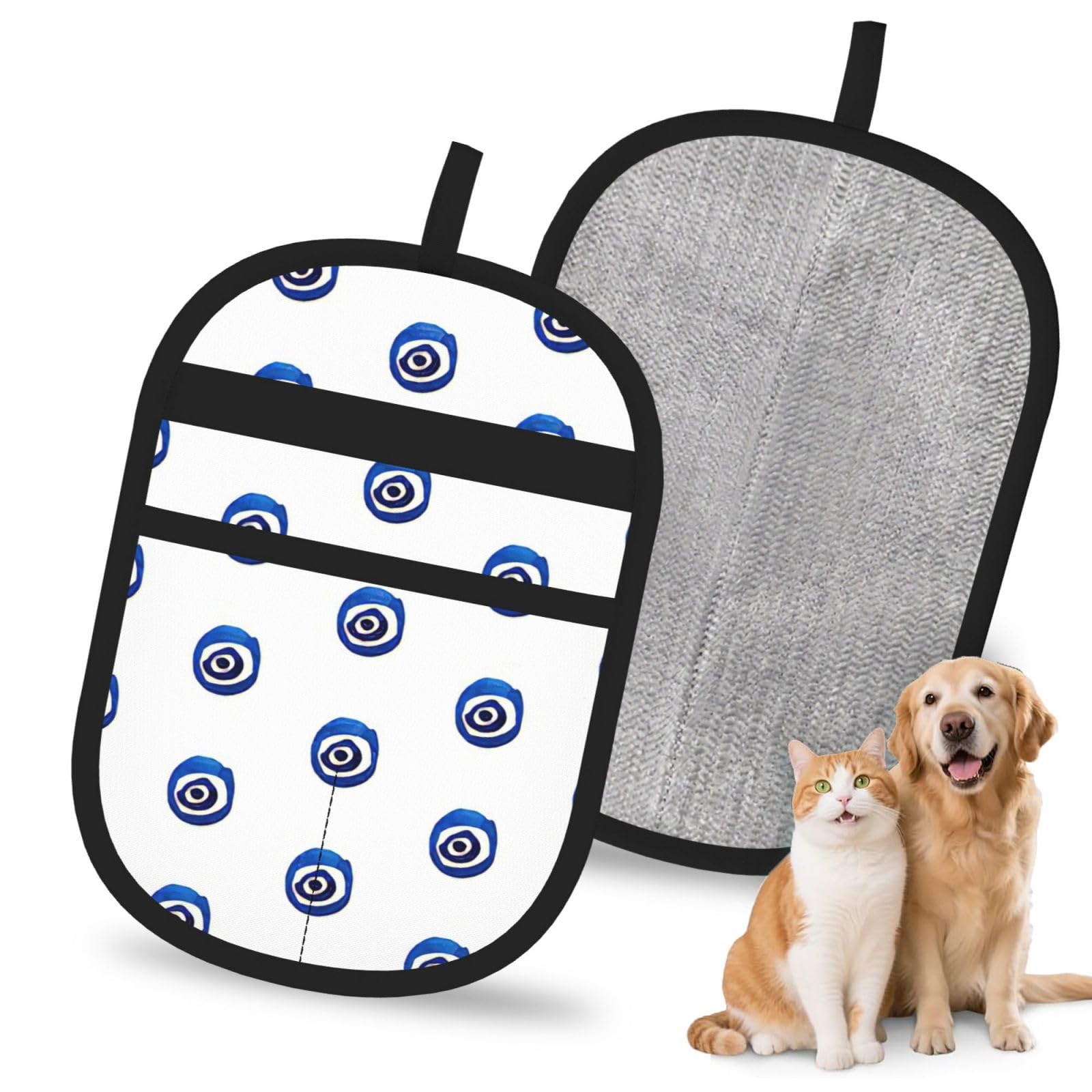 Evil Eyes. Print Pet Hair Remover Gloves Grooming Cleaning Accessory Reusable Deshedding Tool