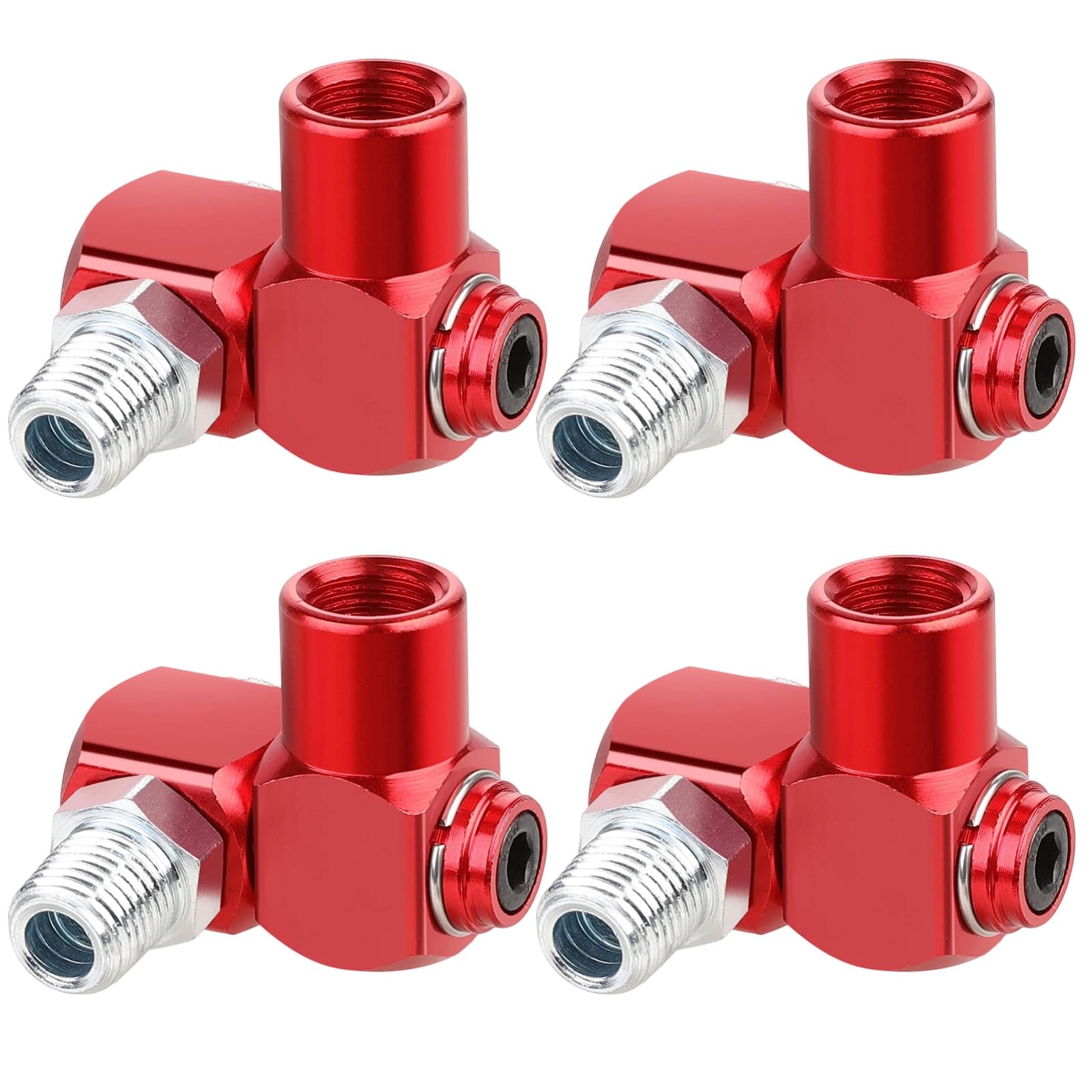 Raccord de ligne d'air anti-torsion avec connecteurs pivotants en aluminium rouge x4