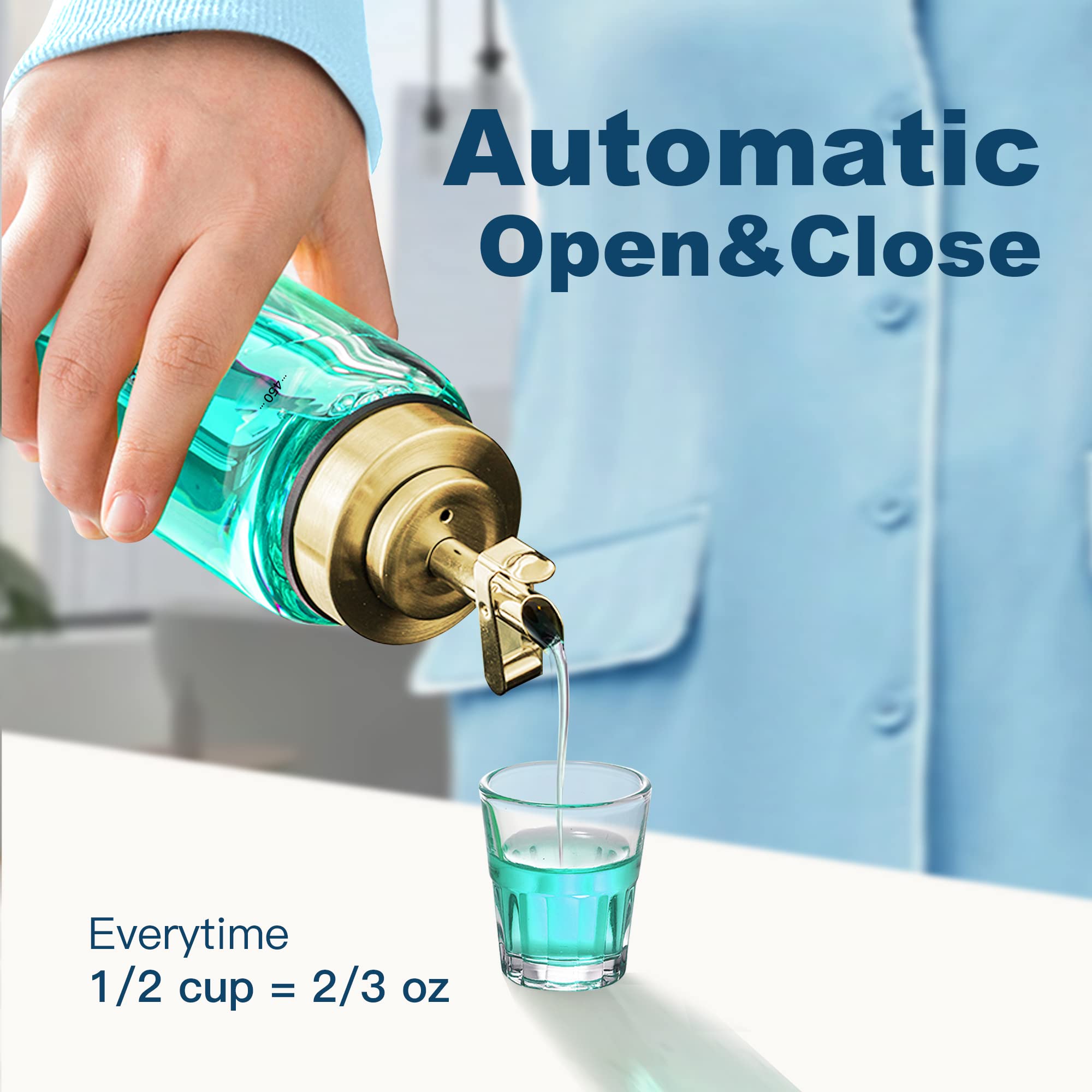 Suli Mouthwash Dispenser, 2 Pack 17oz Glass Gold