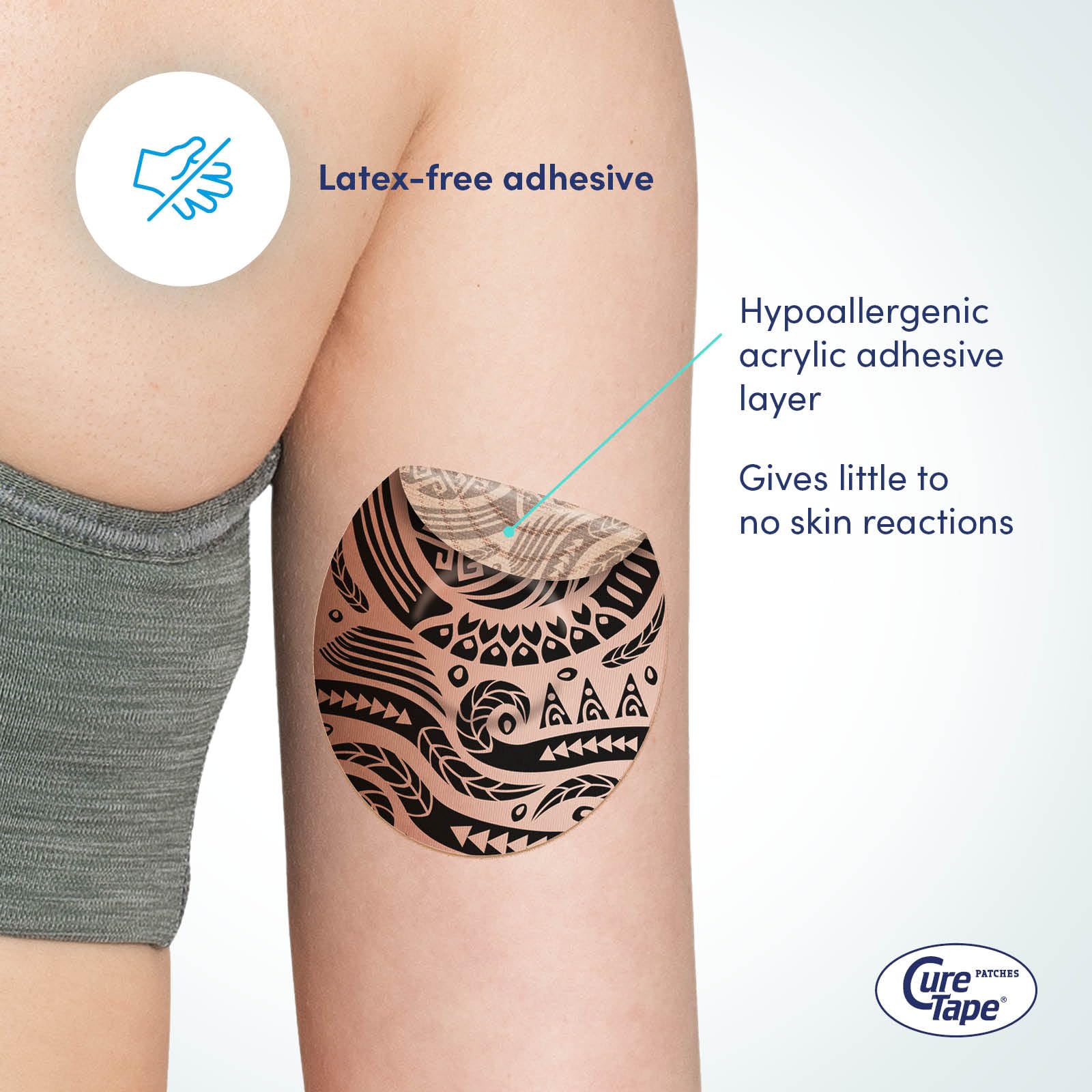 CureTape Sensor Patches - Parches para fijación de sensores - Parches para Freestyle Libre, Dexcom y Medtronic Guardian - Certificado TÜV - Variantes únicas (Tattoo)
