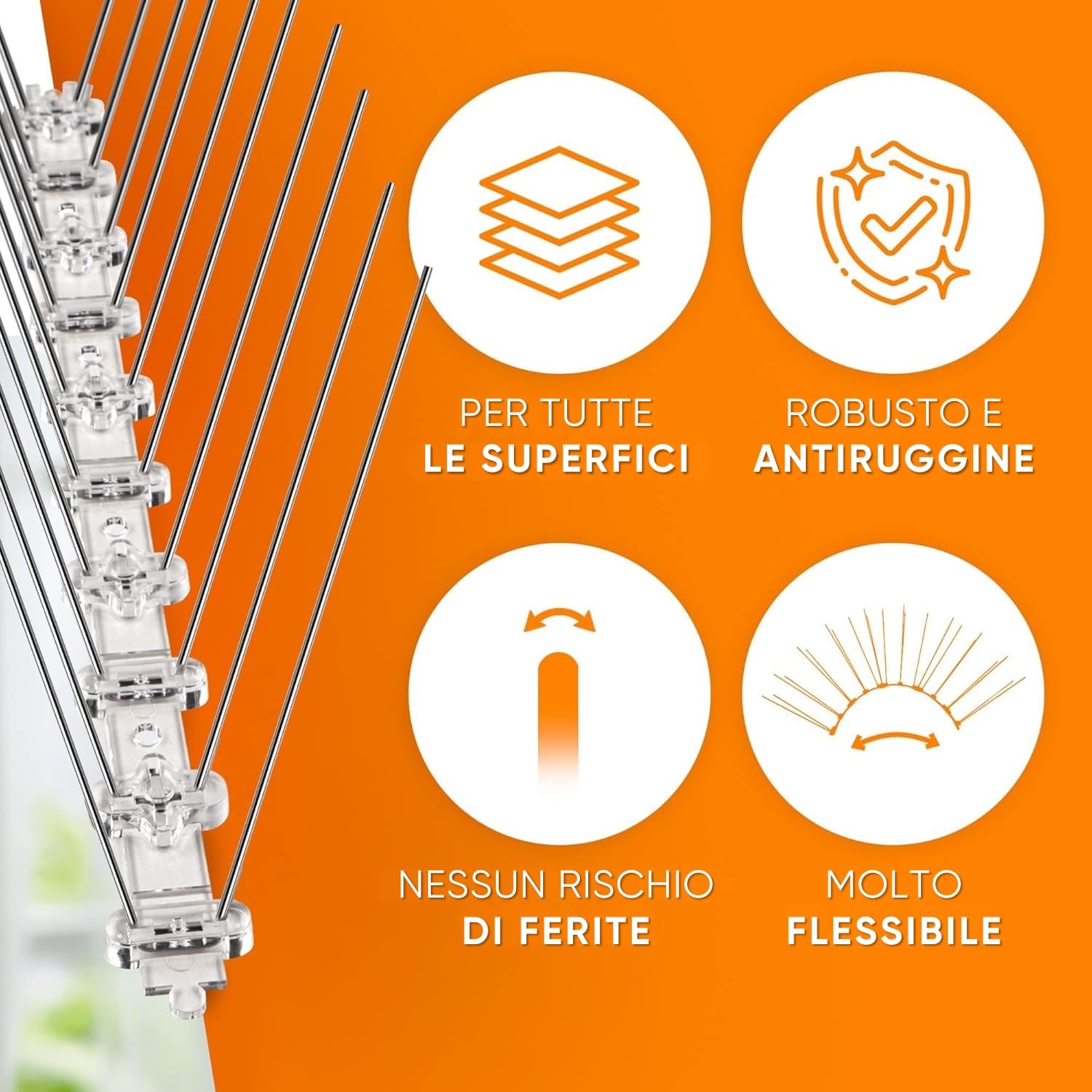 WERKTAL Dissuasore per Piccioni – Repellente Efficace e Durevole in Acciaio Inox [3 metri] – Protezione Anti Uccelli per Balcone e Finestre