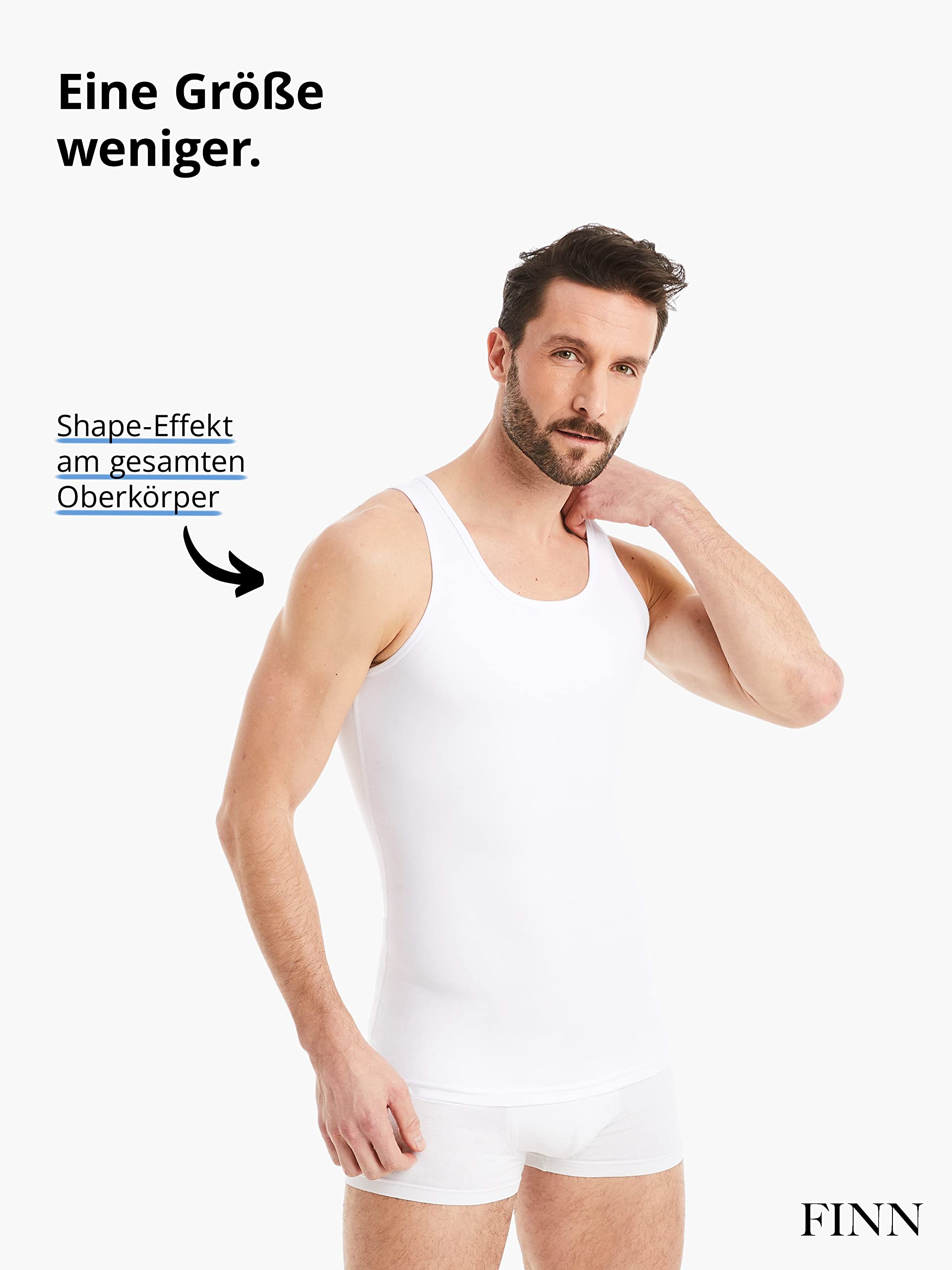 FINN Shapewear Herren Kompressionsshirt – Bauch-Weg Unterhemd & Body-Shaper Männer – Ärmelloses Tank-Top aus Baumwolle für flacheren Bauch und bessere Haltung