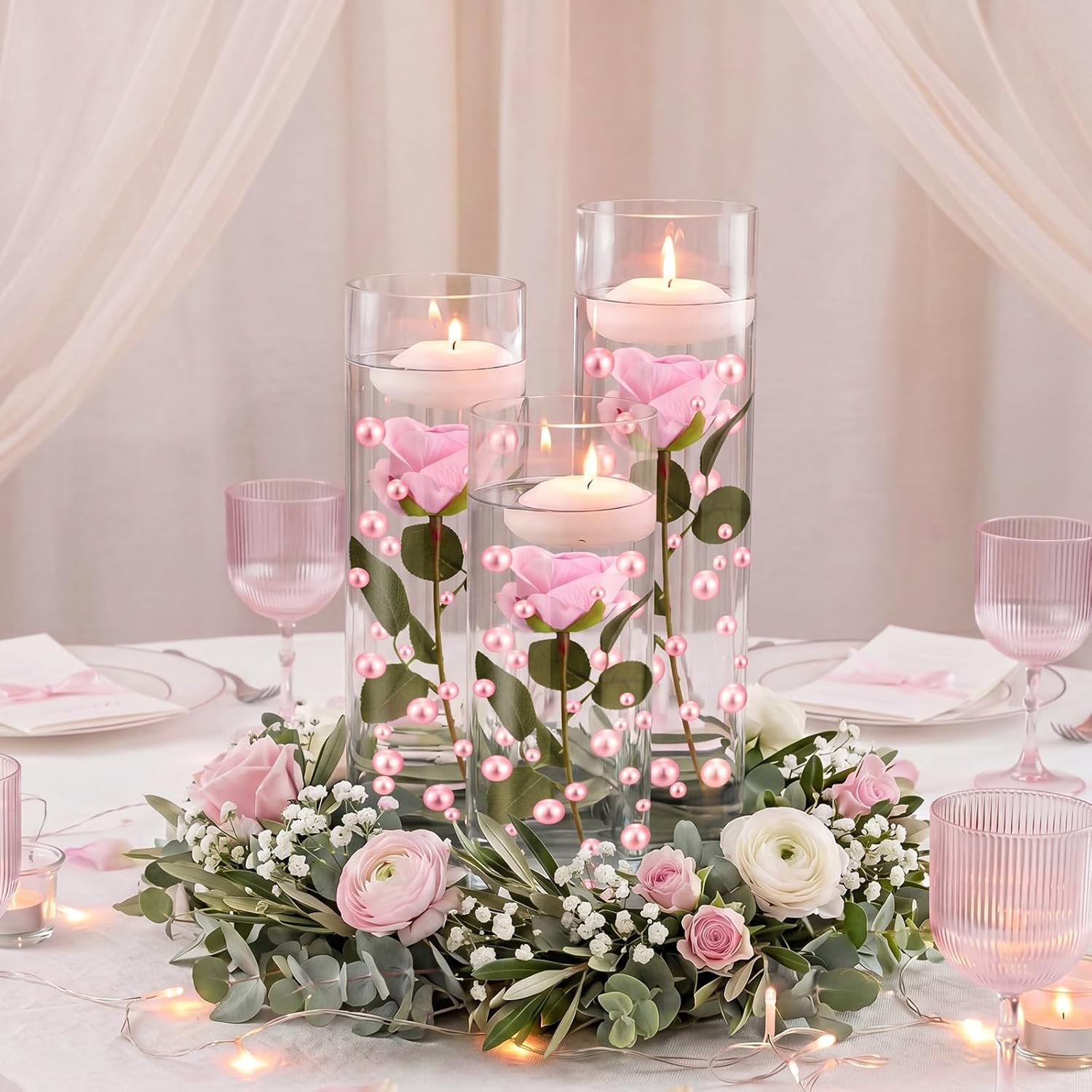 Riceshoot 324 Pcs Floating Flowers Vase Fillers Kit for Centerpieces, Rose image 2