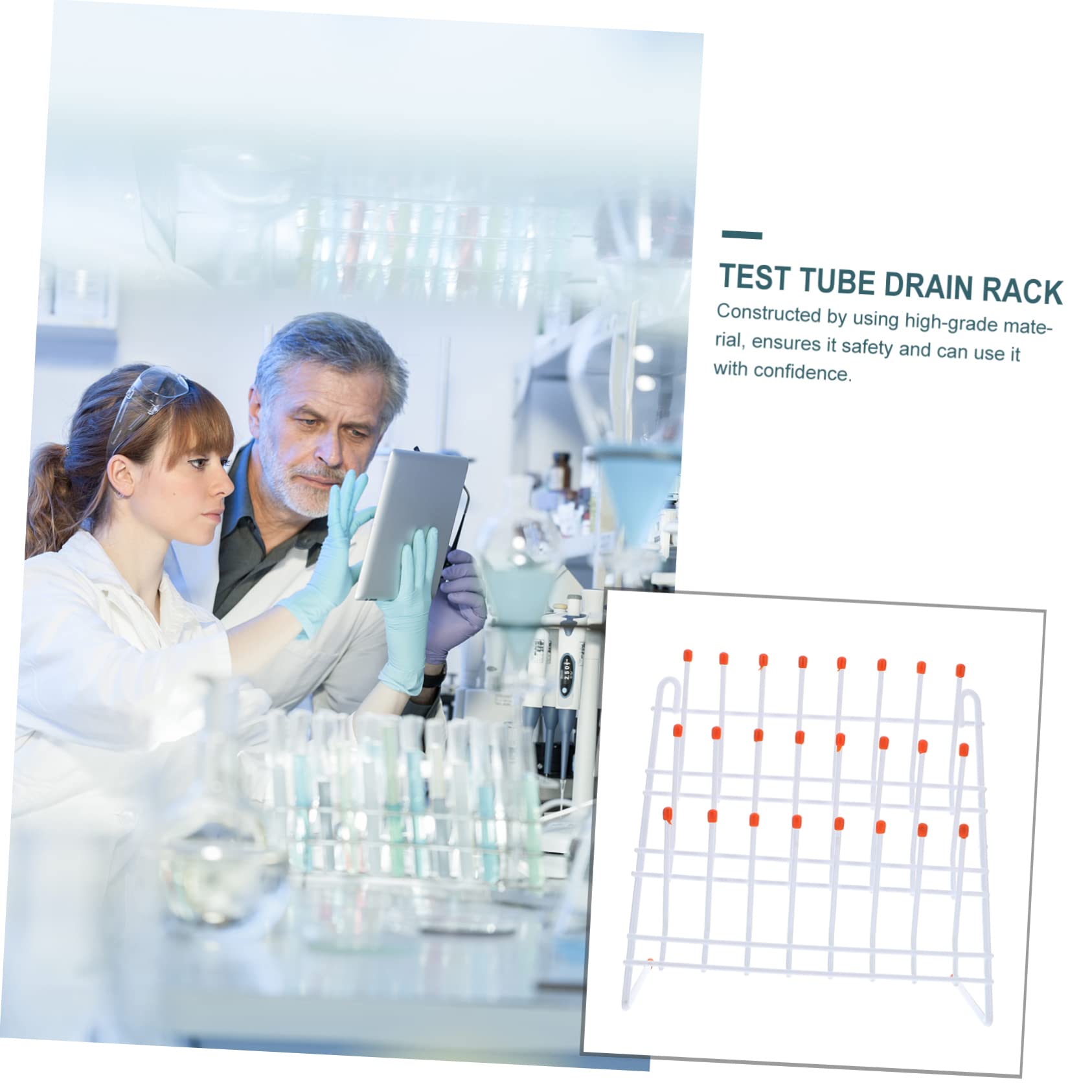 Lot De 2 Supports à Tubes à Essai 66 Places - Plastique Bleu - Pour Laboratoire, Séchage Ou Rangement - 18.4x9.5x6.3 Cm