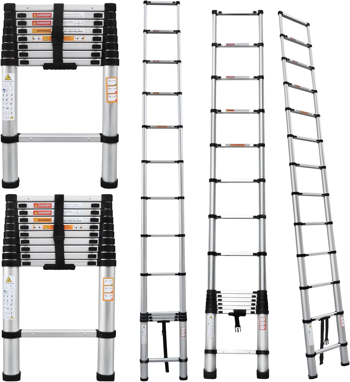 Aluminum Folding Telescopic Ladder Step Ladders Extendable, VickyHome