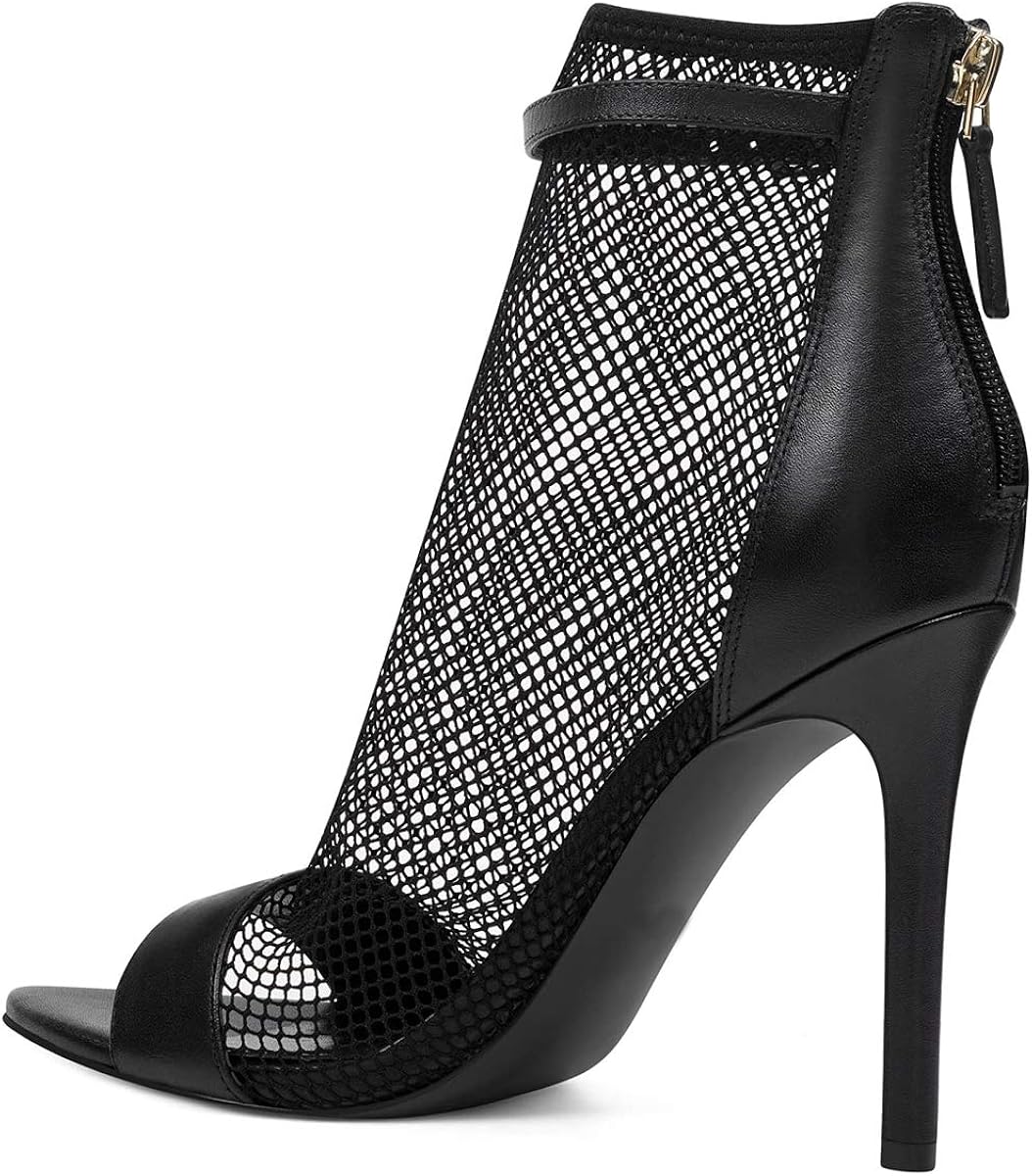 mesh open toe booties