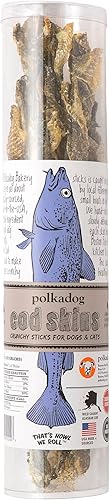 Polkadog Pieles de bacalao para perros (4.7 oz regular) Un solo ingrediente, piel de pescado capturado en la naturaleza golosinas para perros para