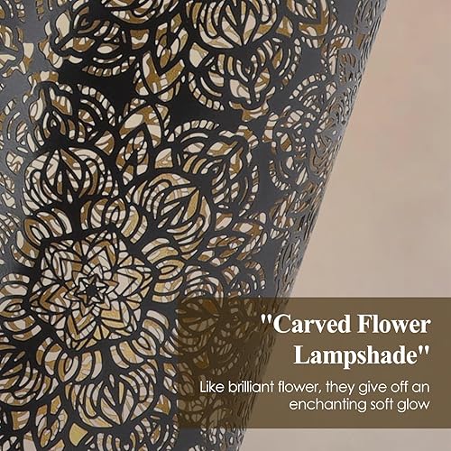 Miniatura 6 de Pantalla de lámpara mediana,Pantalla de metal con patrón de flores talladas,Pantalla de estilo moderno para lámpara de mesa y lámpara de piso,7.9 x
