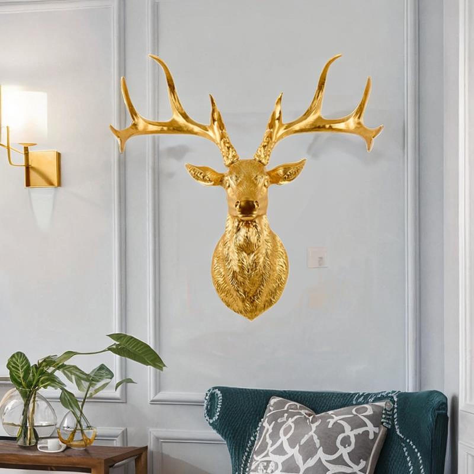 Statua da Parete in Resina, Decorazione Murale, Scultura di Animale, Elegante Ornamento da Appendere, Adatta per Soggiorno, Camera da Letto, Ufficio, Oro