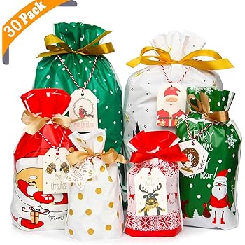 Buste Per Regali Di Natale.Yiran Sacchetti Regalo Natalizi Con Coulisse 30 Pezzi Assortiti Per Regali Di Natale O Per Compleanni Con Etichette Regalo Di Natale Confezione Da 30 Amazon It Cancelleria E Prodotti Per Ufficio