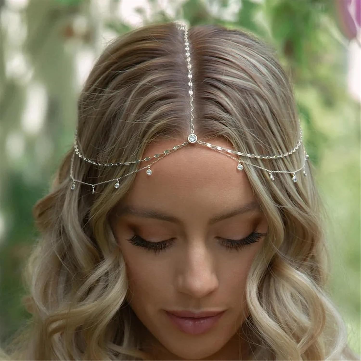 Crystal Head Chain Female Wedding Hair Elegant Forehead Indian Hairs Accessories Long Tassels Headpiece Fashion Head Chain