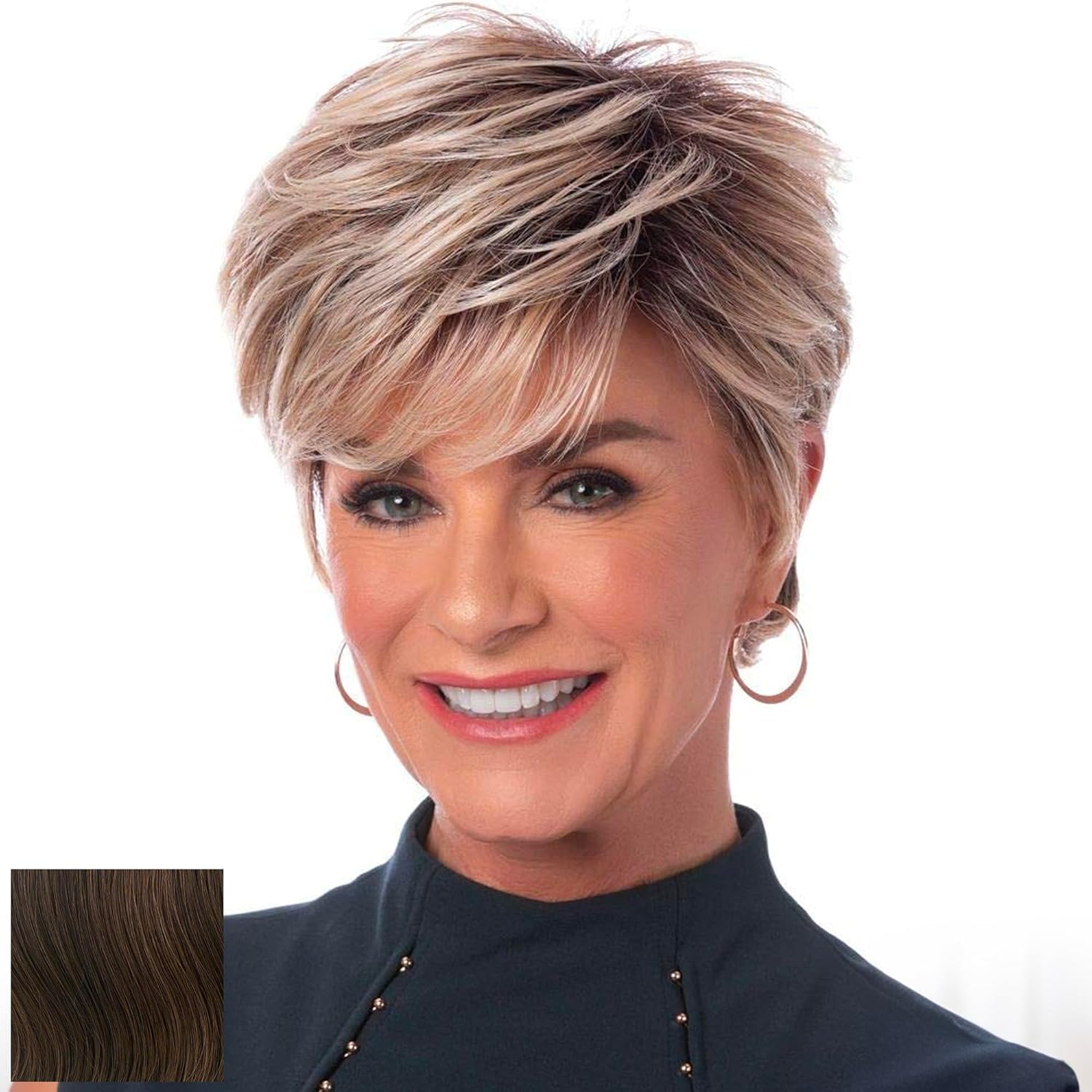 Toni Brattin Prestigious Wig - Short & Classic Hairstyle with Subtle Layering & Tampered Edges - Heat-Friendly Fiber Looks & Feels like Natural Hair - Adjustabl