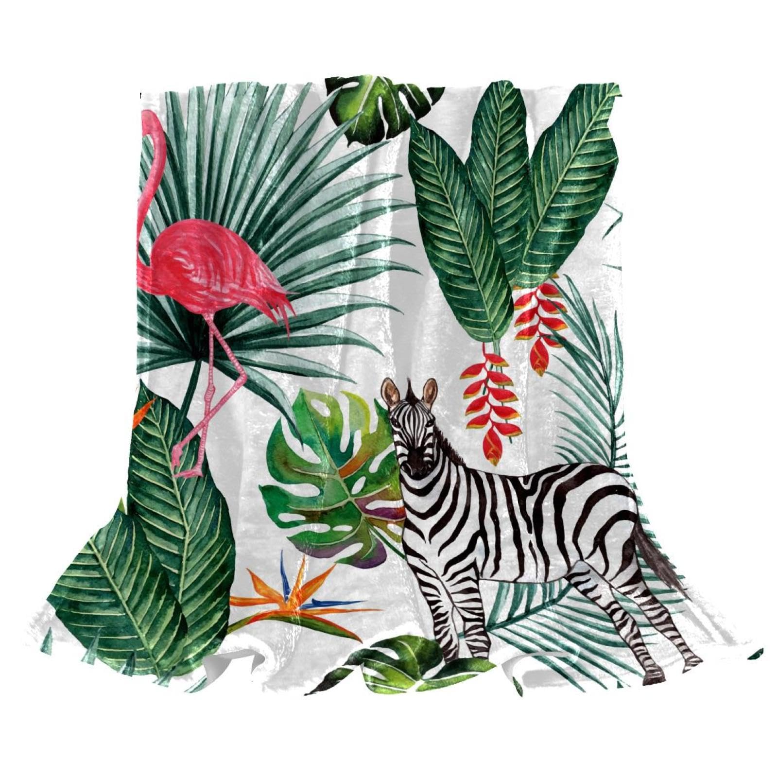 Couverture microfibre chaude et douce avec motif tropical