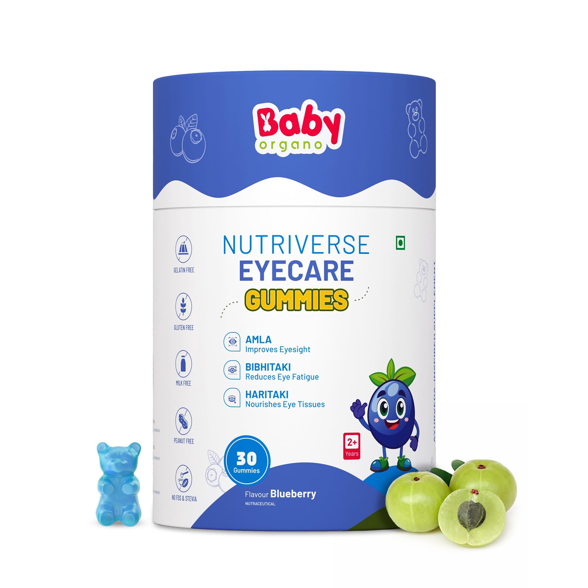 BabyOrgano® Nutriverse Eye Care Gummies for Kids (2-15 Years)– Sharper Vision and Healthy Eyes with Natural Ingredients - New Launch (Blueberry)-image-20