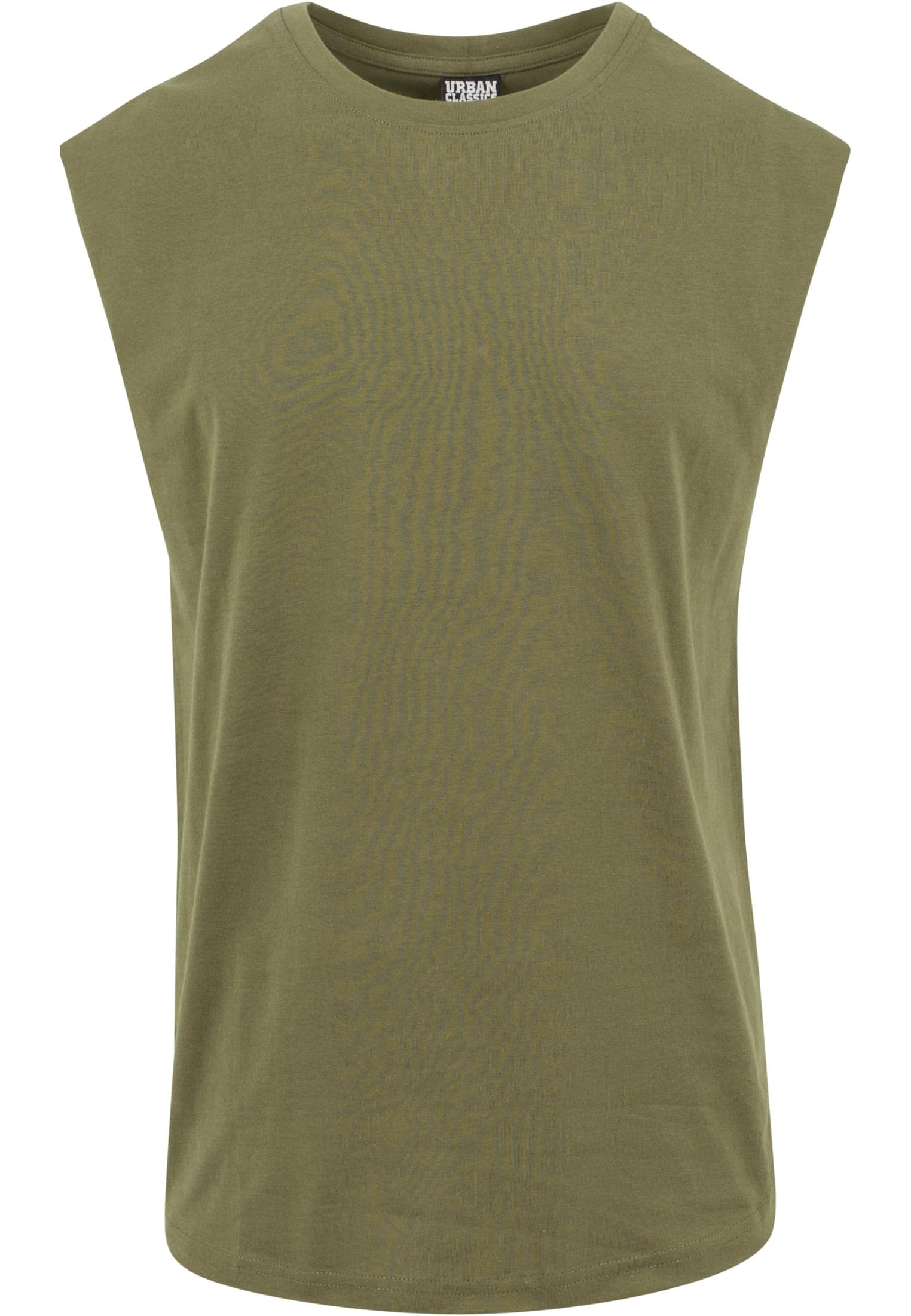 Urban Classics Men's Open Edge Sleeveless Tee Sleeveless T-Shirt for Men Crew Neck Cotton Sizes XS-5XL, Olive, 5XL