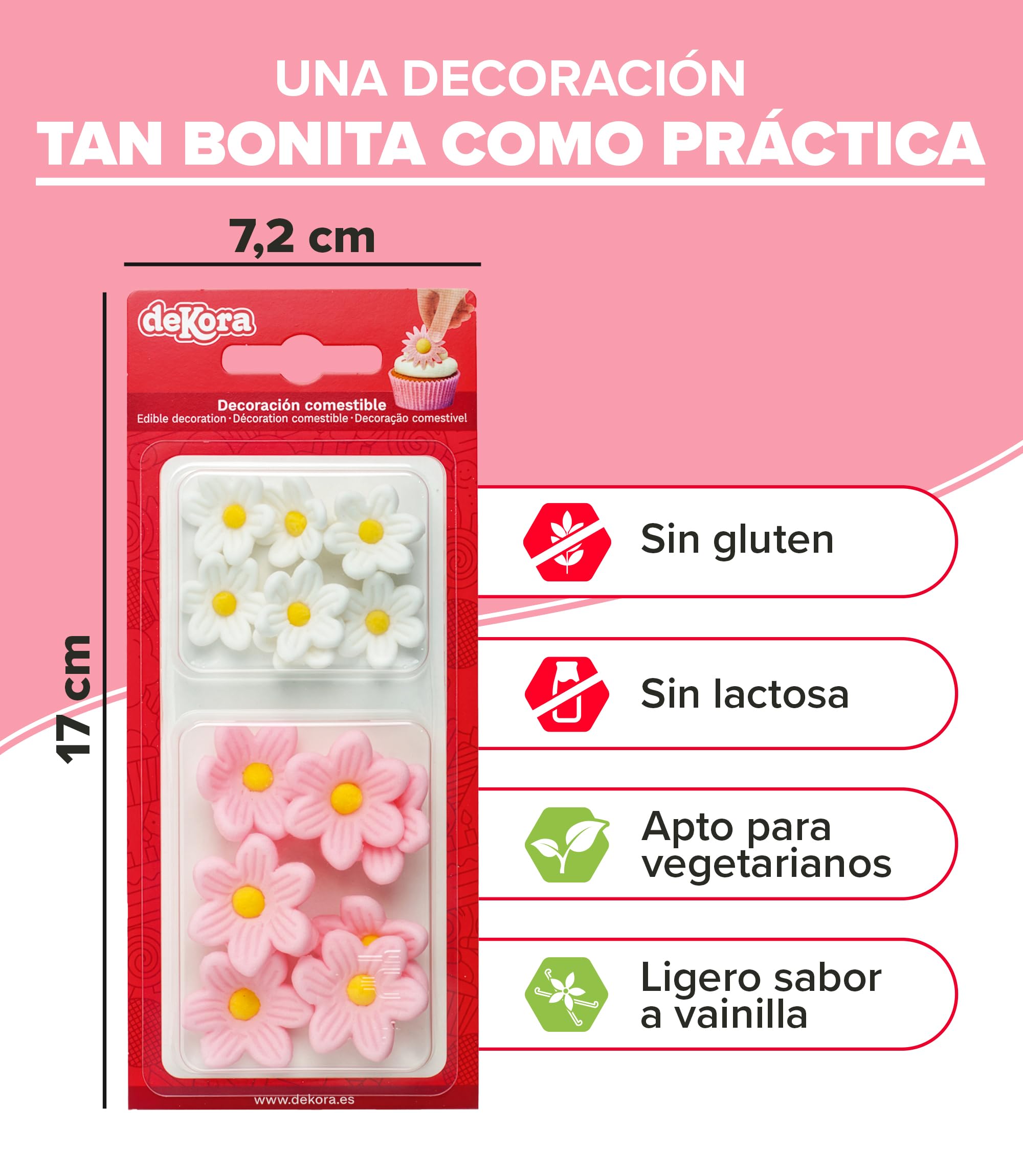 Dekora Caja Flores Azucar 7 Margaritas Blancas 7 Rosas Figuras Comestibles Tartas Decoracion Tarta Cumpleaños