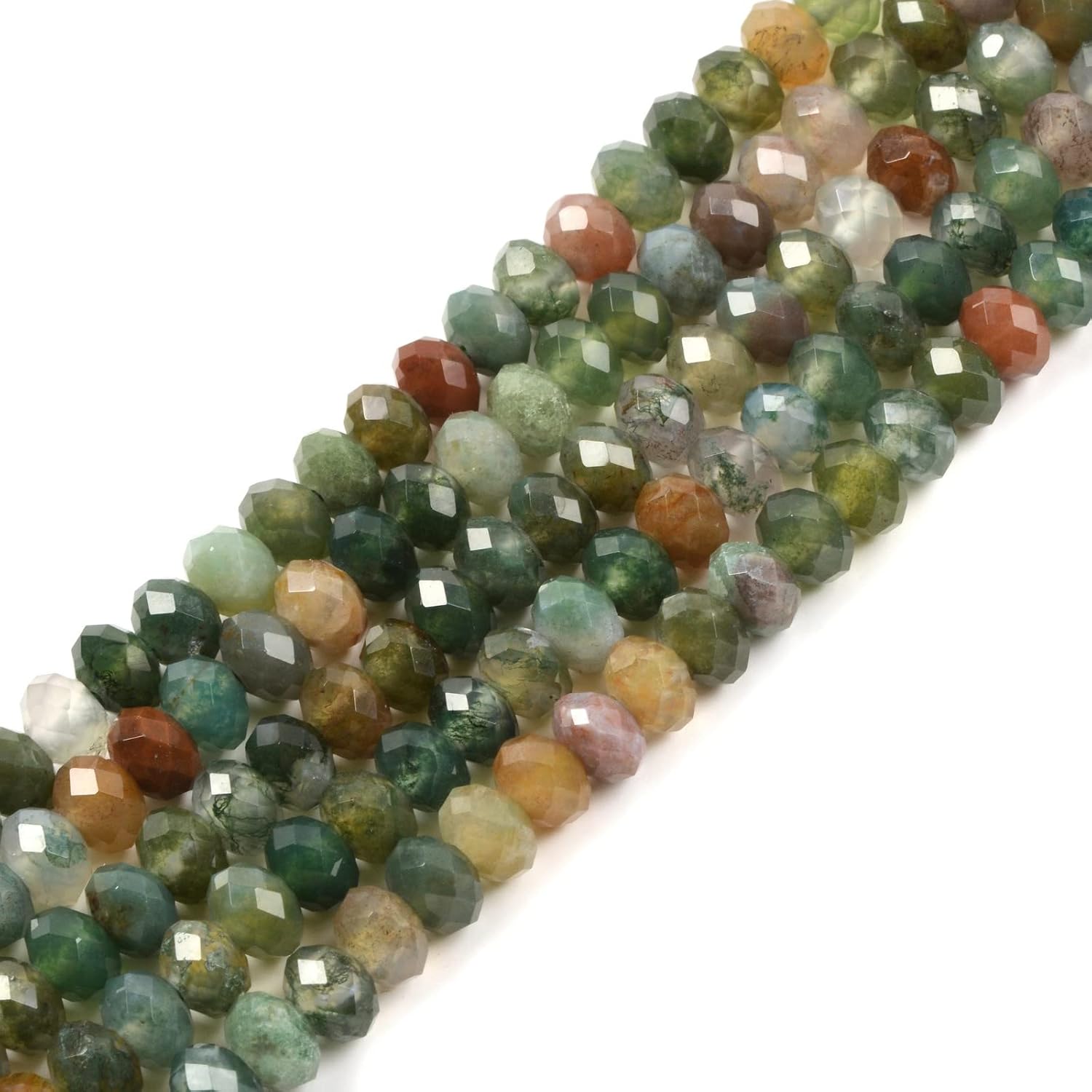6mm Natural Multi-Color Indian Agate Faceted Rondelle Loose Beads Jewelry Making DIY Bead 16 Inch