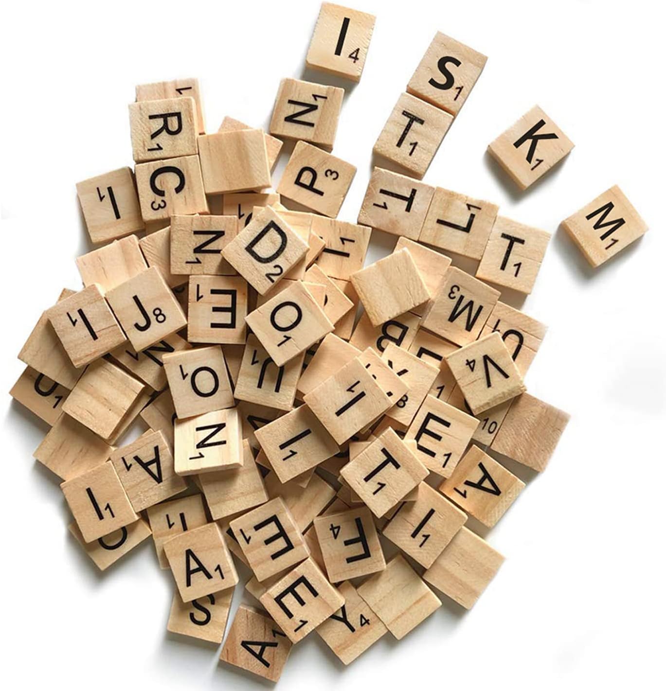 ISKM 500 Pcs Wood Tiles - English Alphabet Letter Tiles, Perfect for Crafts & Spelling, Unisex, Ages 3+