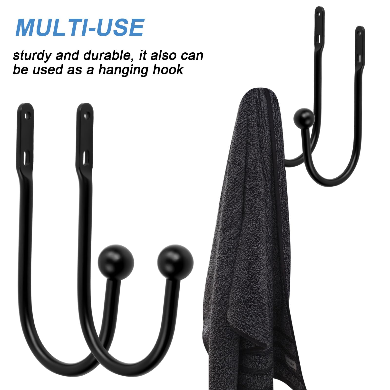 4 Ganci Per Tende A Forma Di U | Ferma Tende Da Parete In Metallo Nero | Per Soggiorno, Camera E Ufficio - Foto 11