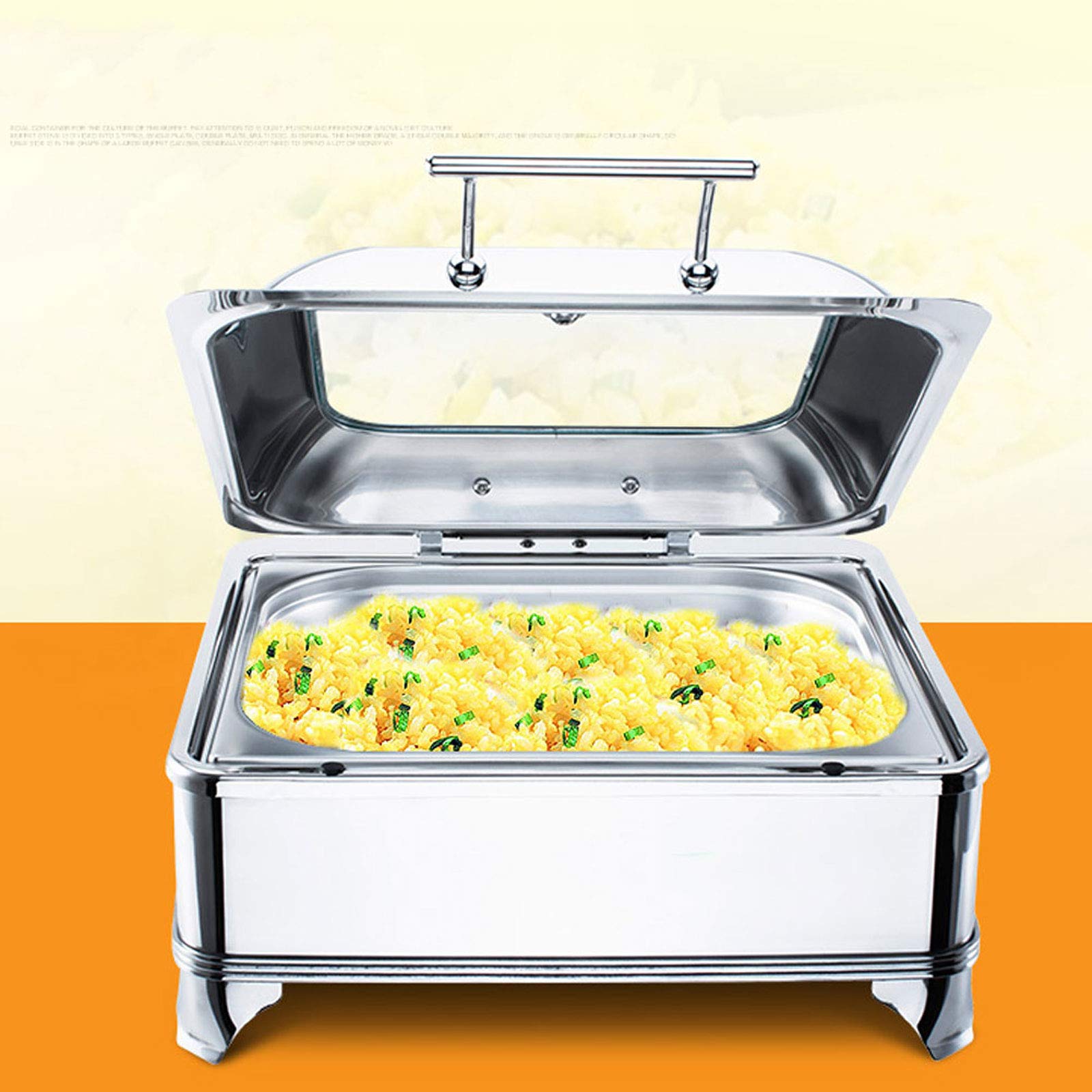 6L Chafing Dish Elettrico, Scaldavivande Elettrico Acciaio Inox, Contenitore Termico per Alimenti Caldi per Buffet, Banchetti, Feste in Casa, Temperatura Regolabile (30-80 °)