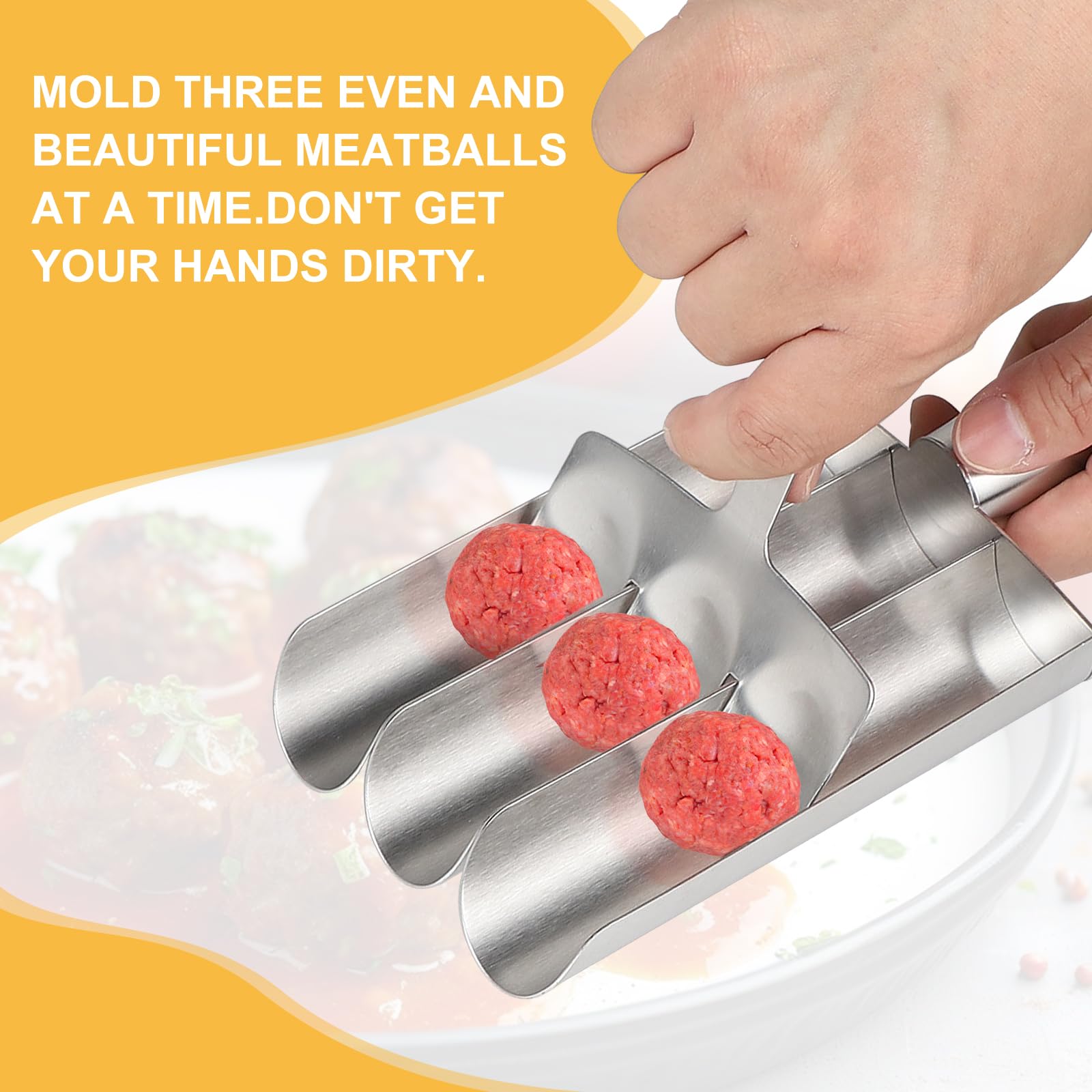 Stampo Per Polpette In Acciaio Inox - Triplo, Con Paletta - Facile Da Pulire, Niente Mani Unte - Foto 10
