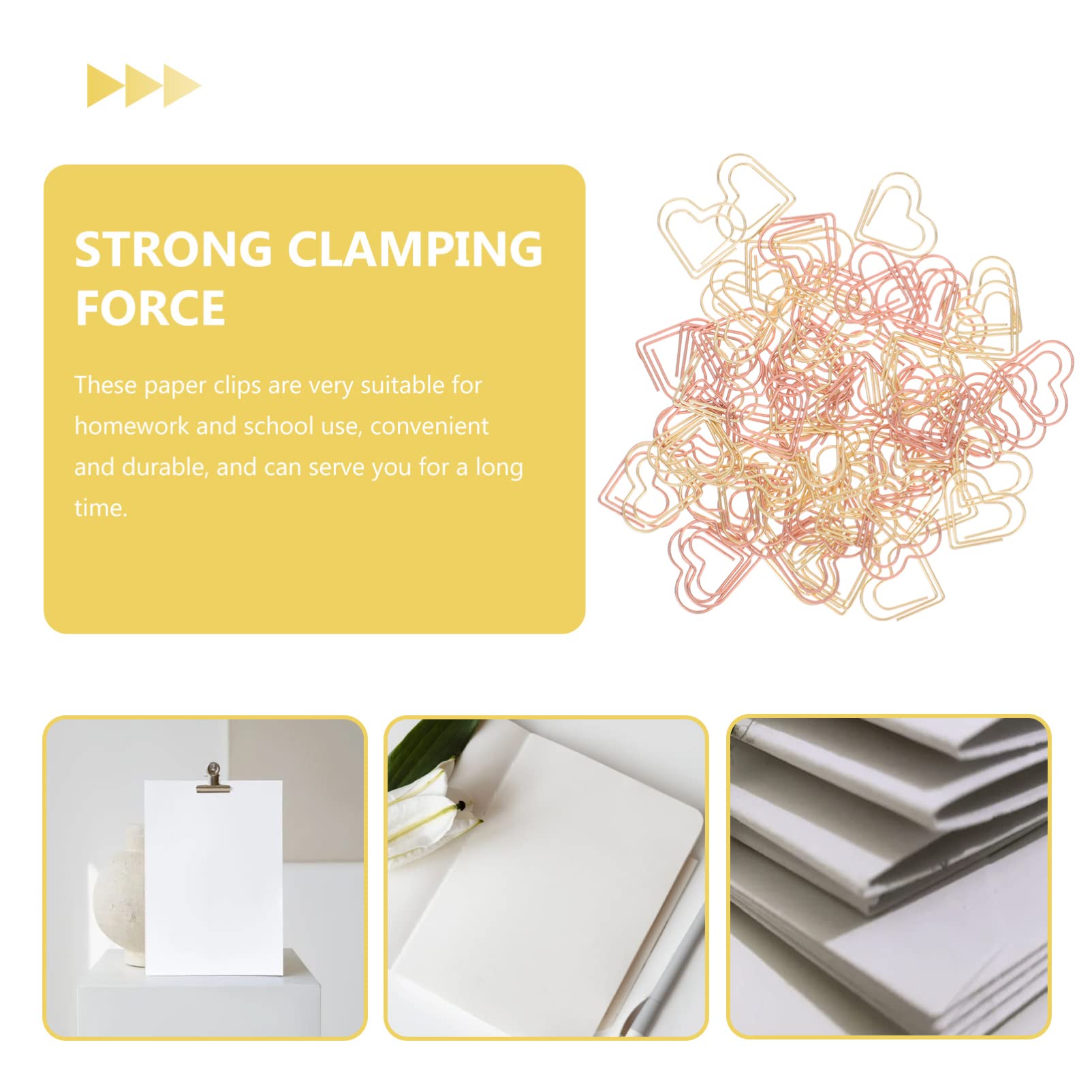 Uonlytech 100pezzi Fermagli Forma Di Cuore in Metallo Per Carta Spilli Per Segnalibri Fermagli Per Appunti e Documenti