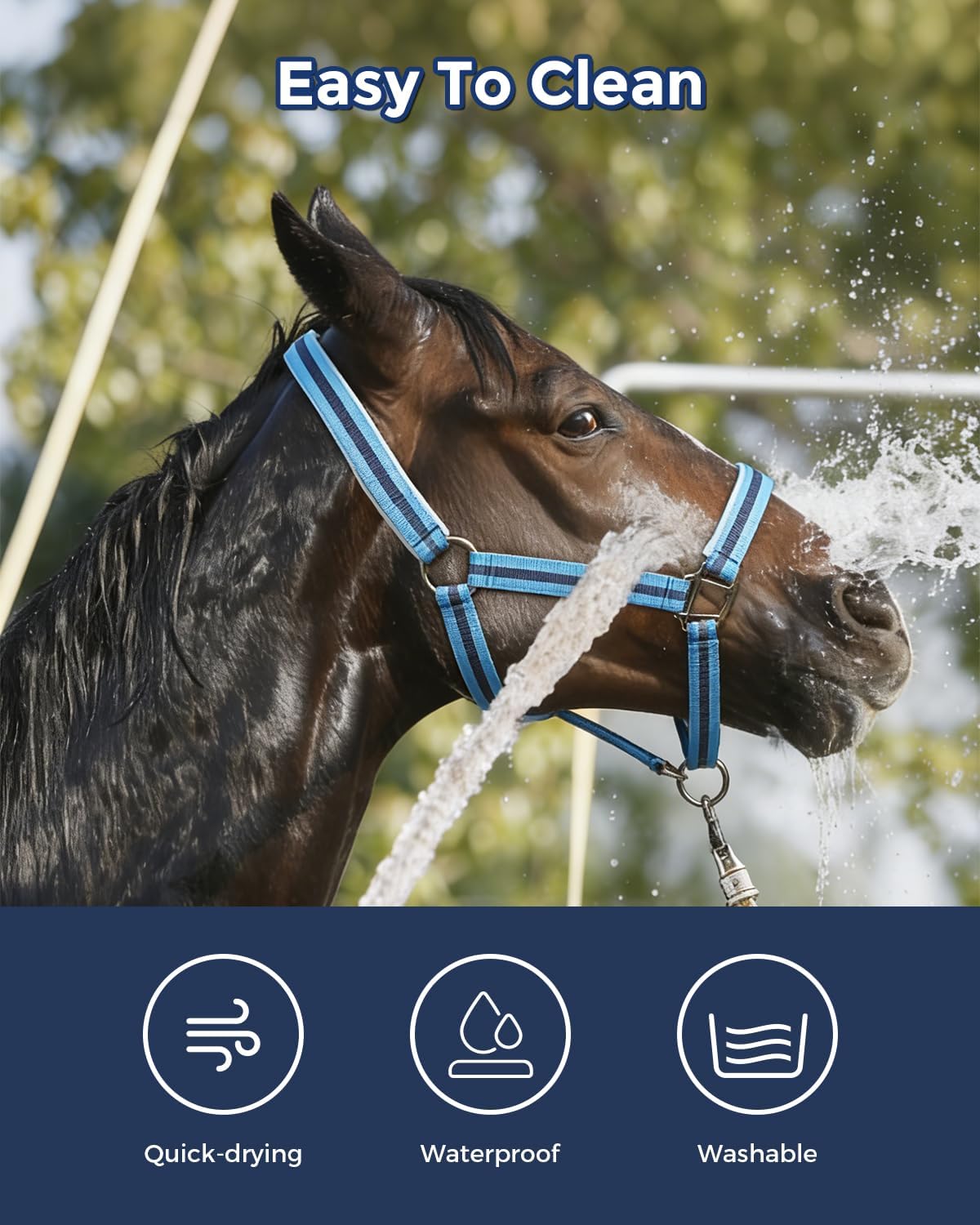 Hilltown Adjustable Horse Halter - Zinc Alloy Hardware, Adjustable Fit, Soft Rubber Padding, Waterproof PP Webbing, Easy Maintenance - Ideal for Daily Use, Leading & Riding