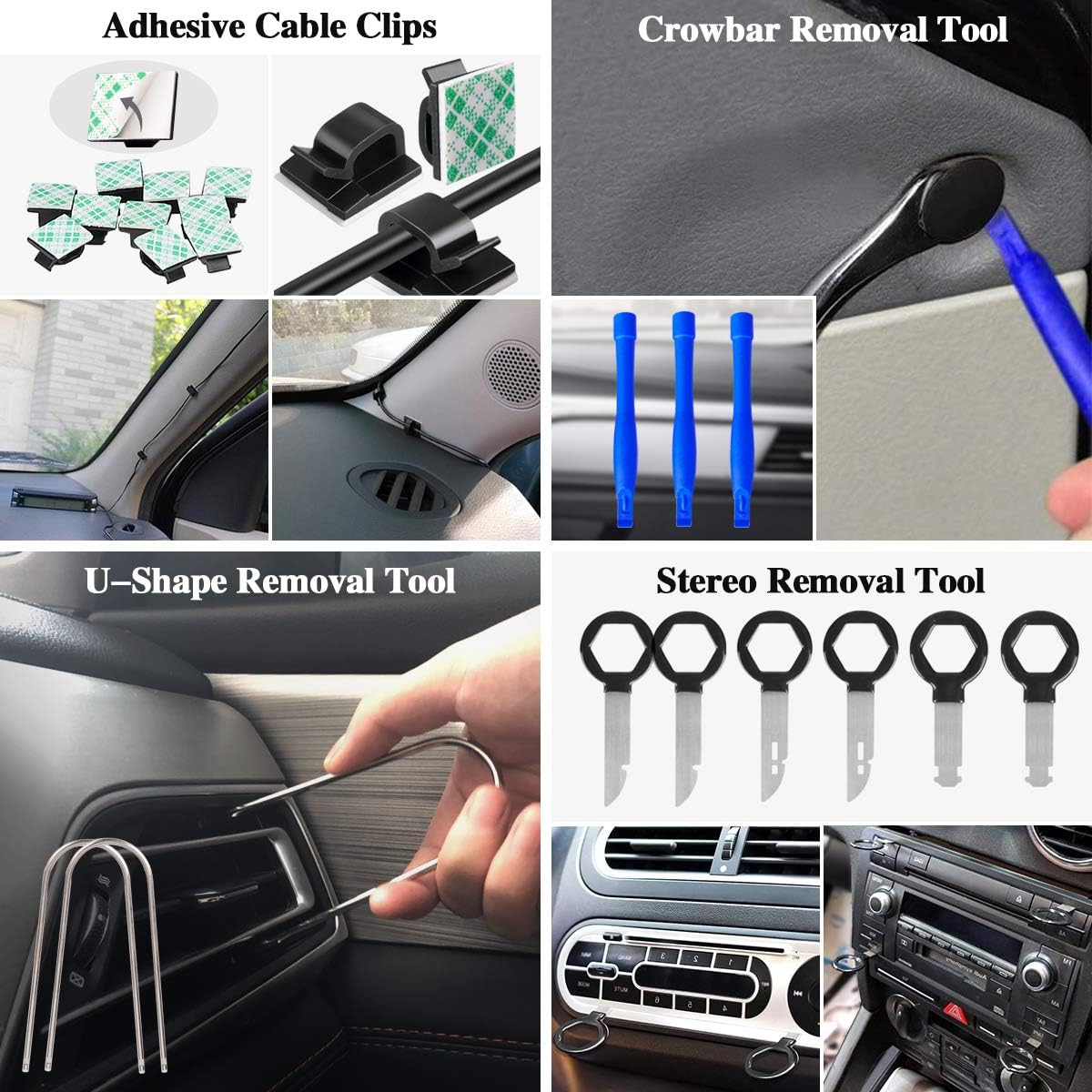 Amorka 112Pcs Trim Removal Tool, Pry Tool Kit Trim Puller Tool, Terminal/Radio Removal Tool Set, Auto Clip Pliers Fastener Remover Trim Panel Removal Tool Kit, Prying Tool Set with Storage Bag, Blue